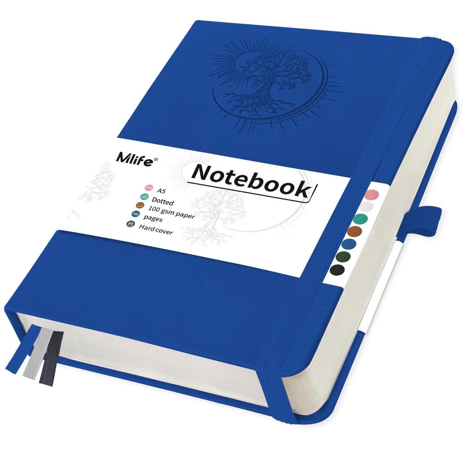 LuxusKollektion Notizbuch Notizbuch A5 Dotted Lebensbaum Blau