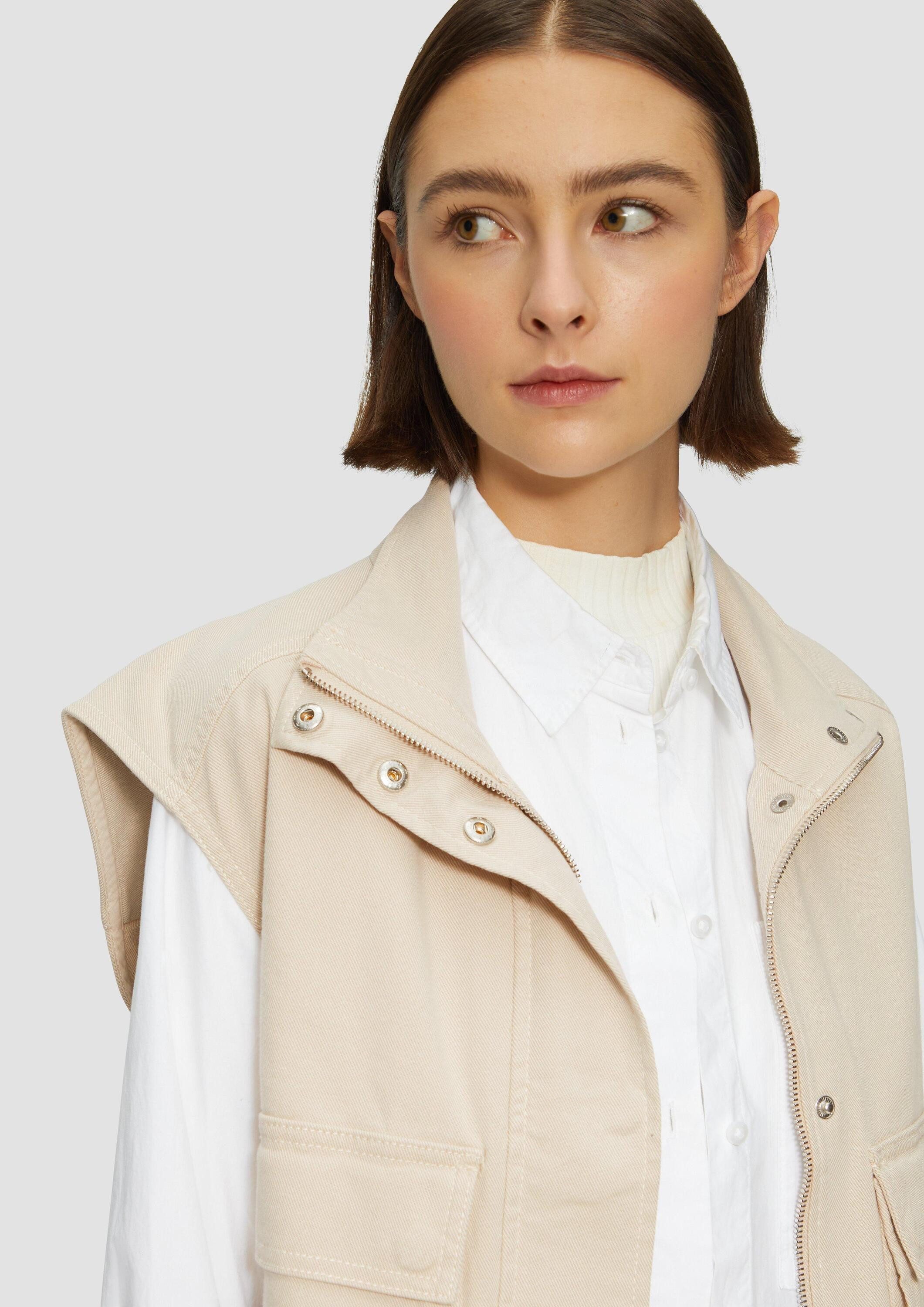 s.Oliver Funktionsweste Indoor-Weste Twill-Weste im Relaxed Fit mit Stehkragen