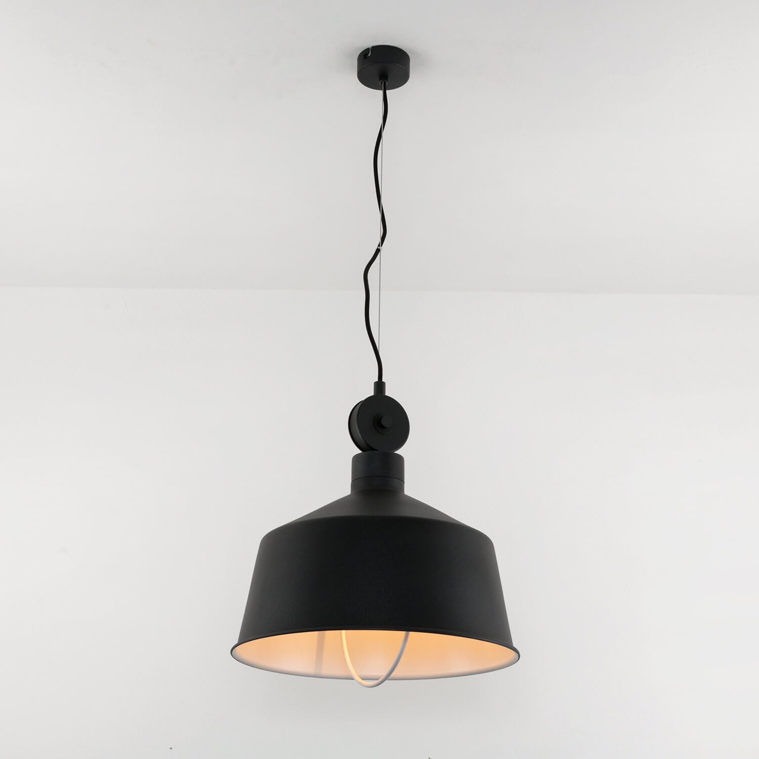 Hängelampe ohne Industrial Hängeleuchte Leuchtmittel, E27 Design Pendelleuchte Licht-Erlebnisse Schwarz Metall CORA,