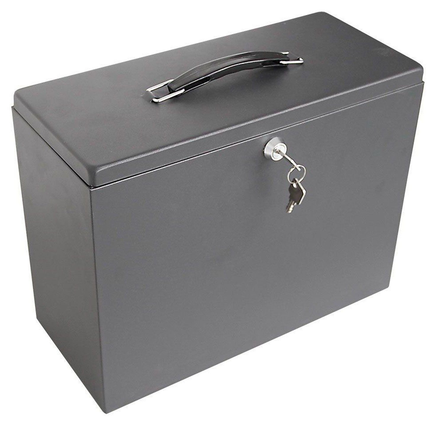 Safe-Album Sammelkoffer Metall-Koffer Notfall-Dokumentensafe, Anthrazit, 345×270×150 mm