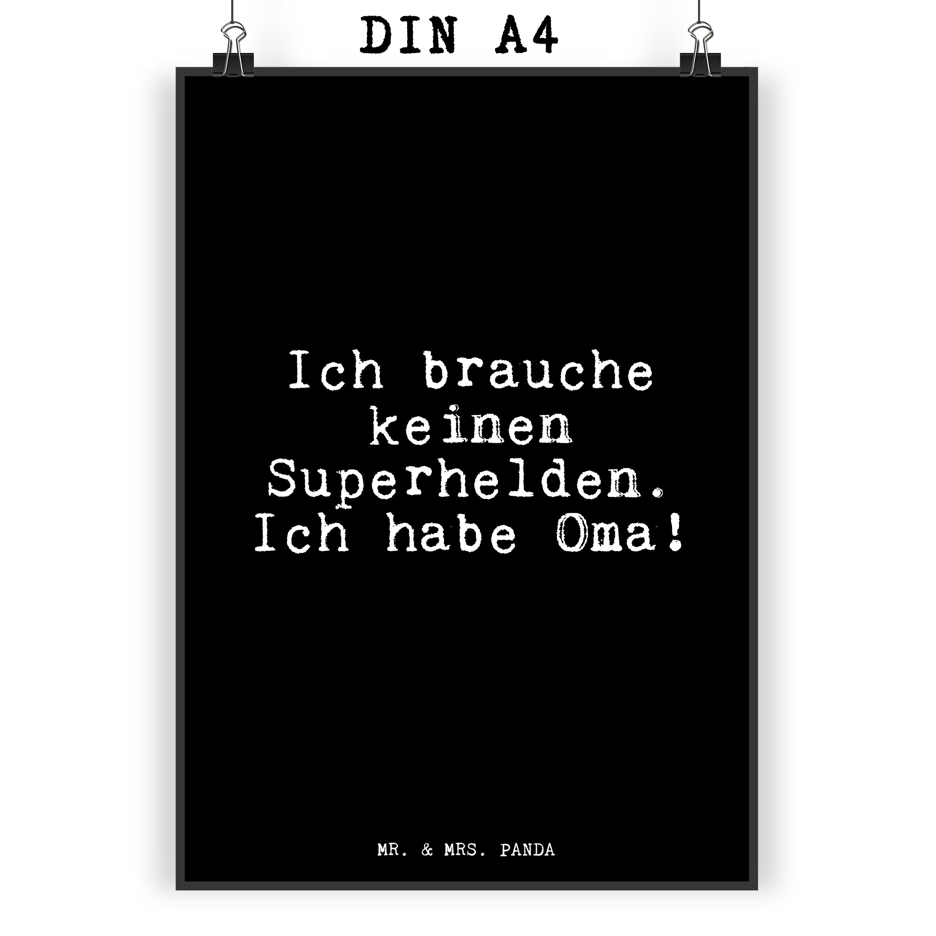 Mr. & Mrs. Panda Poster »Ich brauche keinen Superhelden.... Schwarz