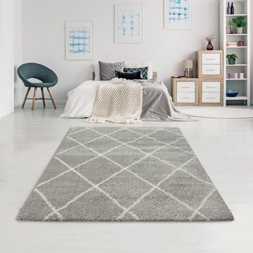 Hochflor-Teppich Hunter, andas, rechteckig, Höhe: 40 mm, Hochflor, Rauten-Design, besonders weicher und dichter Flor, gewebt