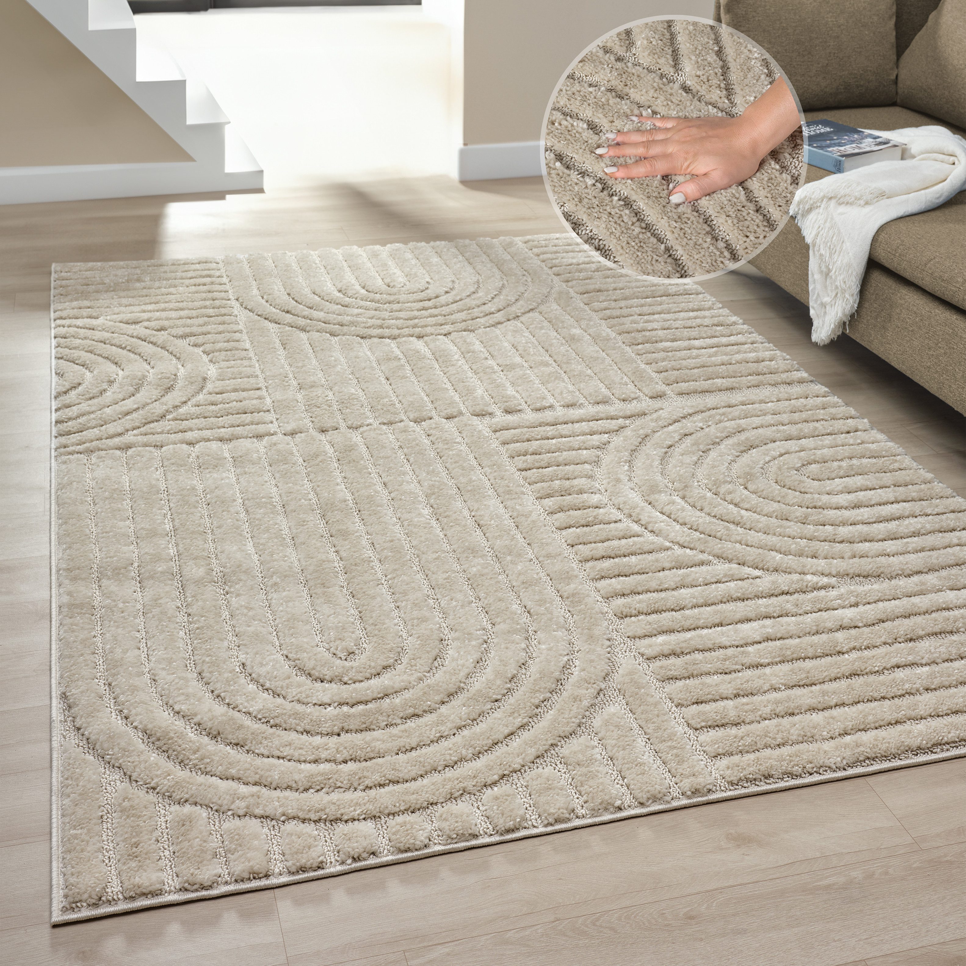 OTTO home Teppich Jonne, Boho-Design, Scandi, Designteppich, rechteckig, Hö günstig online kaufen