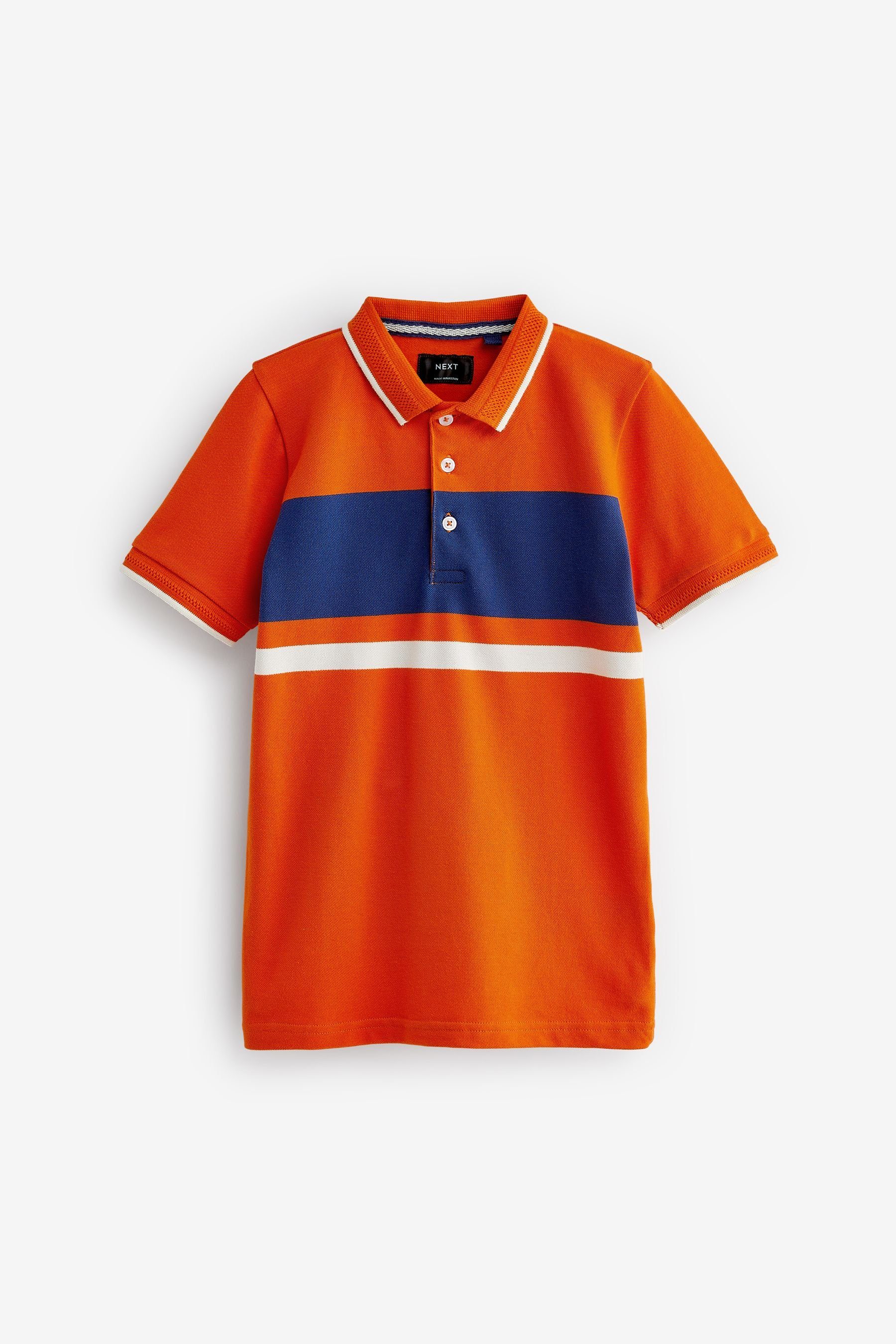 Next Poloshirt Kurzärmeliges Polo-Shirt mit Blockfarben (1-tlg) Orange