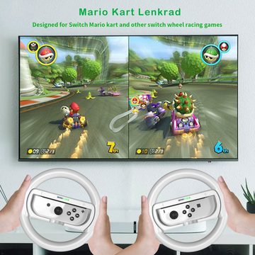 IVSO Switch Joy-Con Lenkrad und Griff, Switch Mario Kart Lenkrad mit Abnehmbarer Griff und Steckplatz für Spielkarten, Joy-Con Lenkrad-Adapter für Mario Kart Game für Switch/Switch OLED (2 Packungen) Zubehör Nintendo