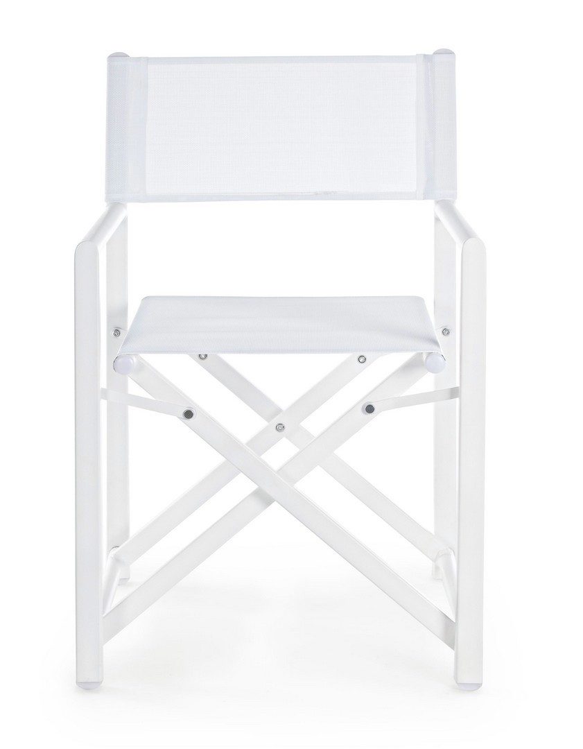 Natur24 Esszimmerstuhl 2er Set Regiestühle Taylor 48 x 56 x 86 cm Aluminium Textil Weiß
