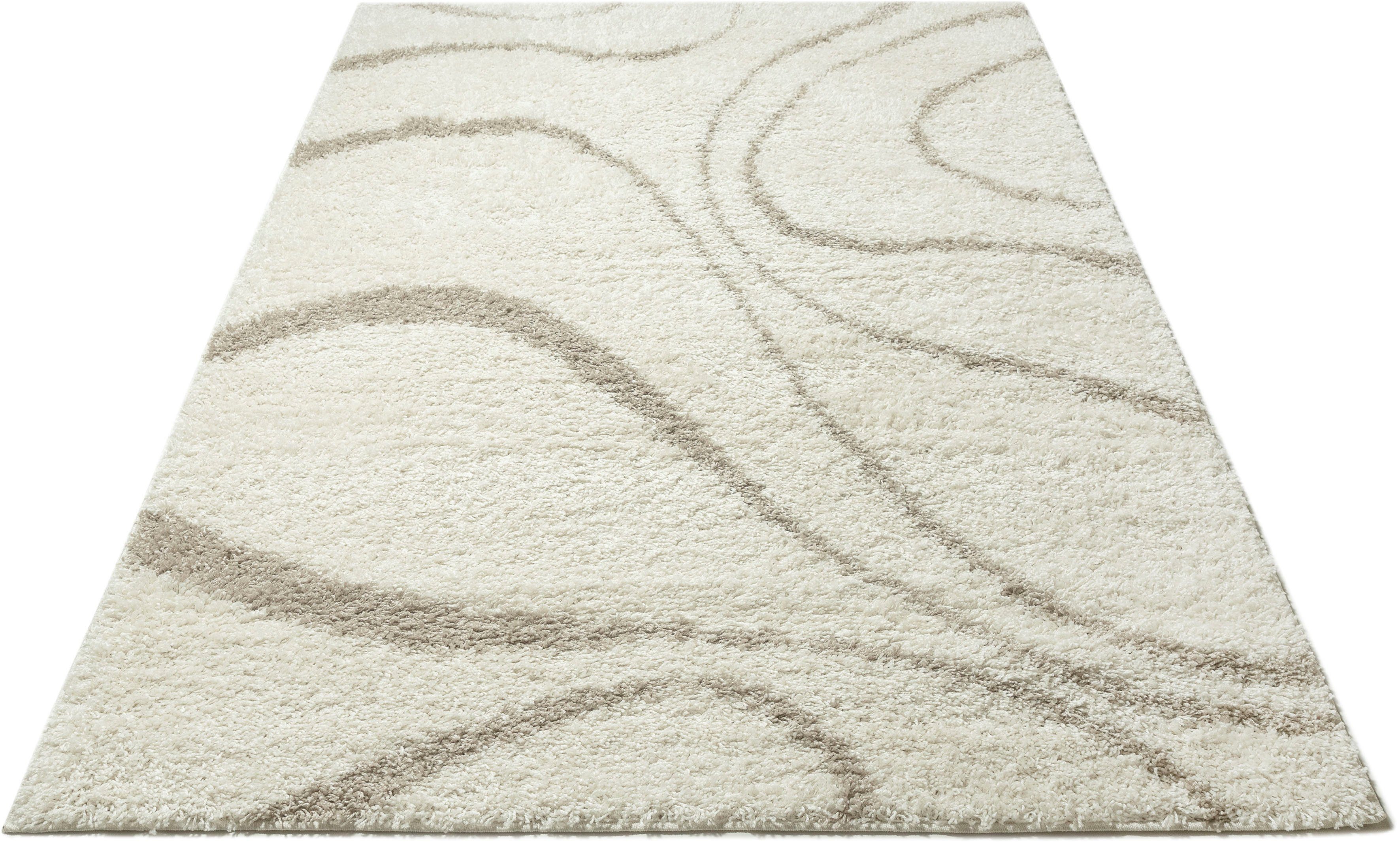 Hochflor-Teppich Nano, Home affaire, rechteckig, Höhe: 31 mm, modernes Wellen-Design, Hochflor, besonders weicher Flor natur | Shaggy-Teppiche