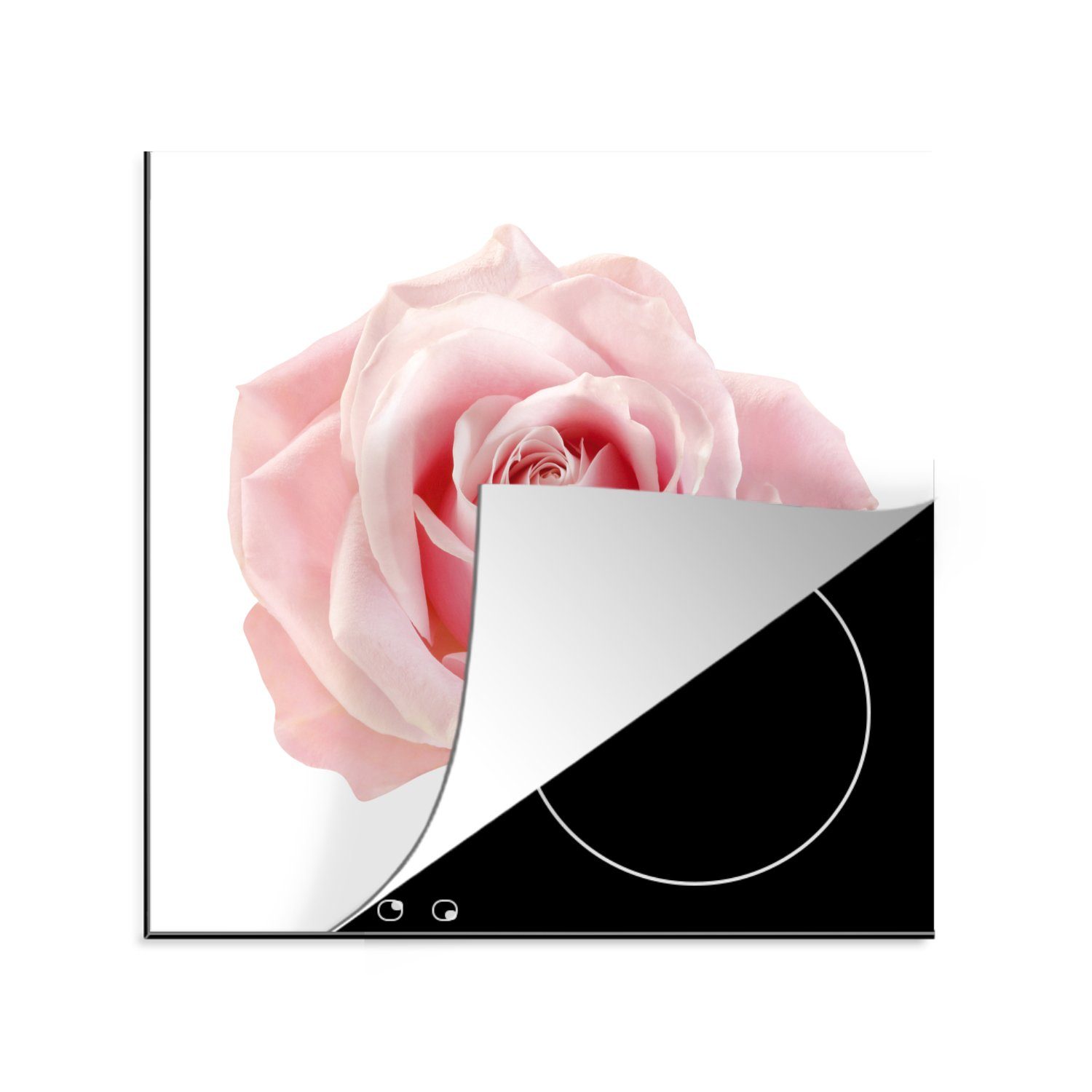 MuchoWow Herdblende-/Abdeckplatte Rose - Rosa - Blumen, Vinyl, (1 tlg), 78x78 cm, Ceranfeldabdeckung, Arbeitsplatte für küche
