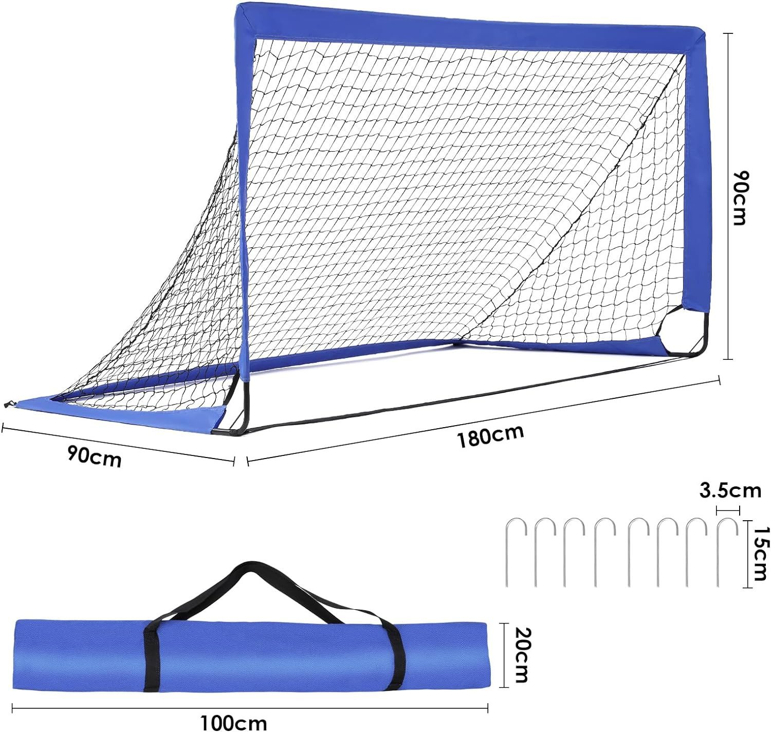 TLGREEN Fußballtor 2er Set Fußballtor Kinder, 180 x 90 x 90 cm, Schneller Aufbau, Fussballtor klappbar