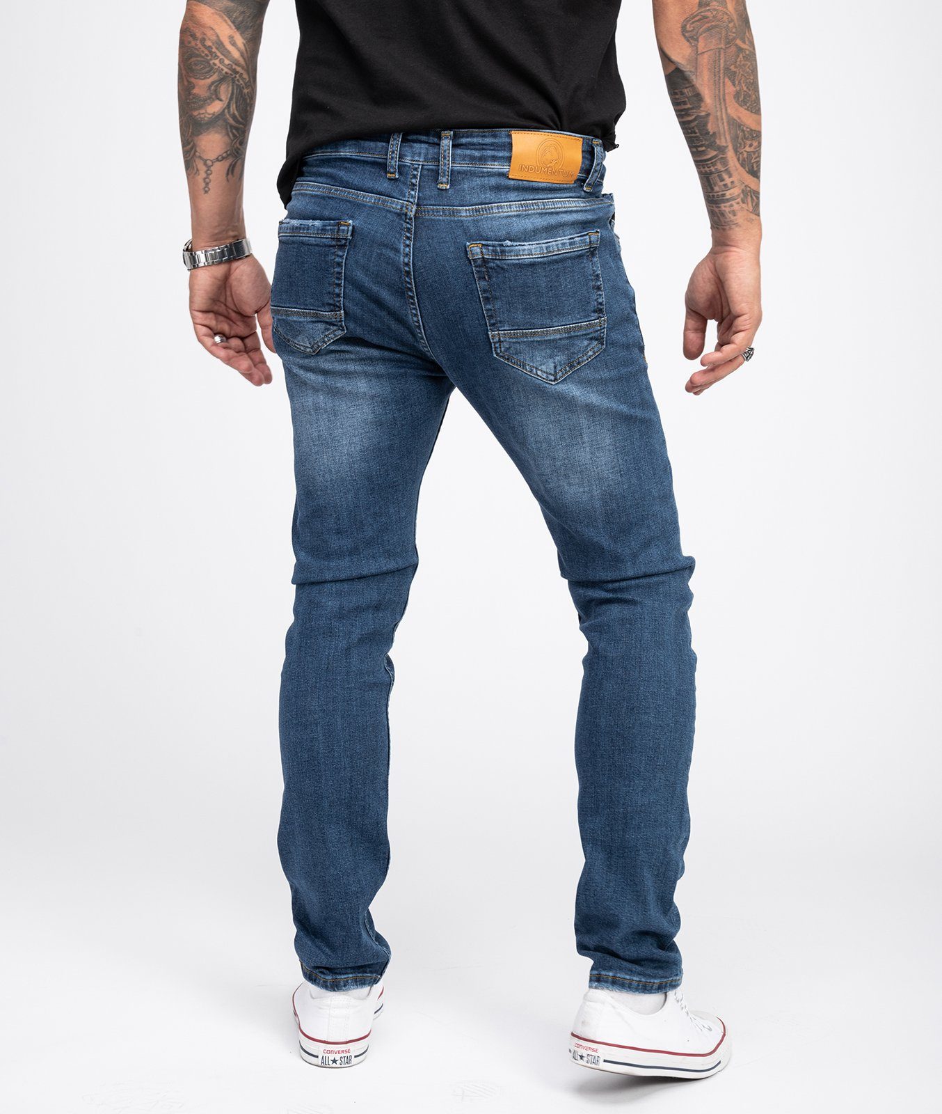 Indumentum Slim-fit-Jeans Herren Jeans Stonewashed Blau IS-304