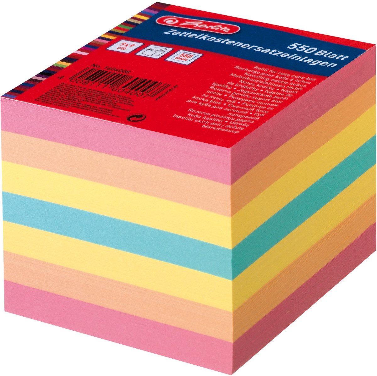Notizzettel Zettelkasteneinlage 9x9cm 700 Blatt bunt (16 Stück)