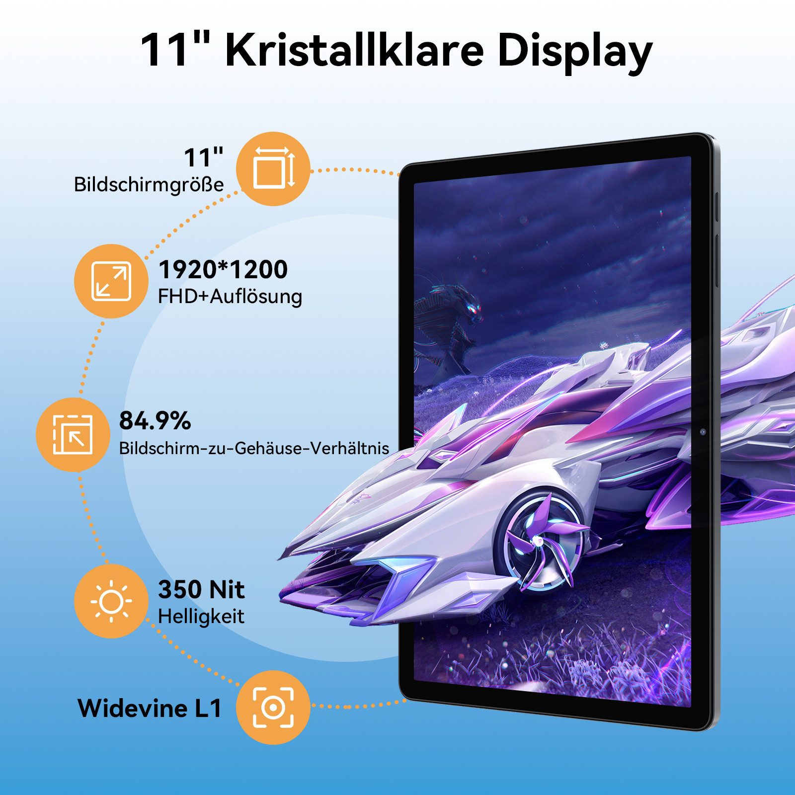 Zenva T90 11 Zoll Android 16 FHD IPS 128GB mit Tastatur Stift Maus Tablet (11", 128 GB, Android 16, FHD Display, Widevine L1, Gemini AI, mit Tastatur/Hülle/Maus) grau