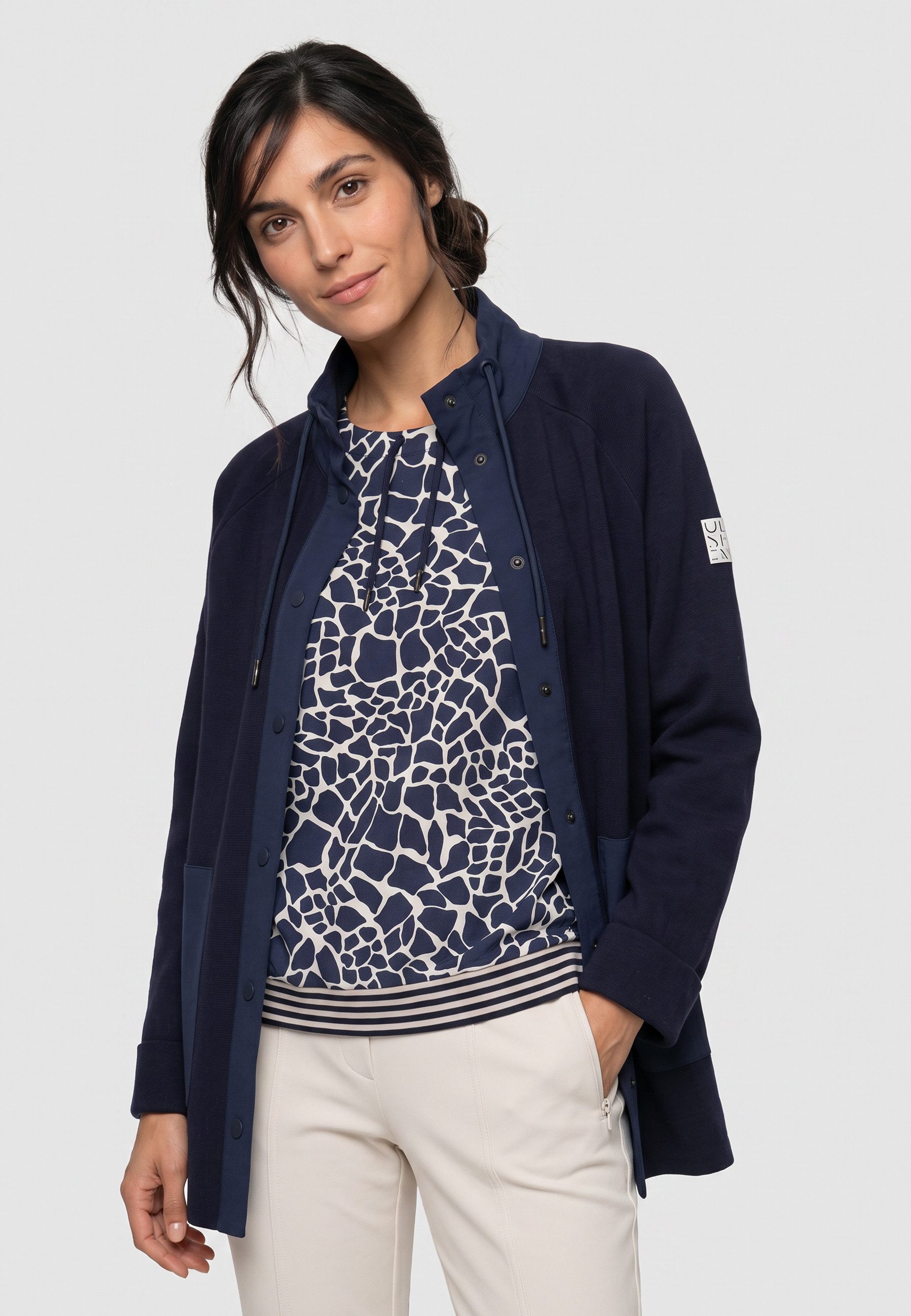 Olsen Cardigan mit Stehkragen und Raglanärmeln
