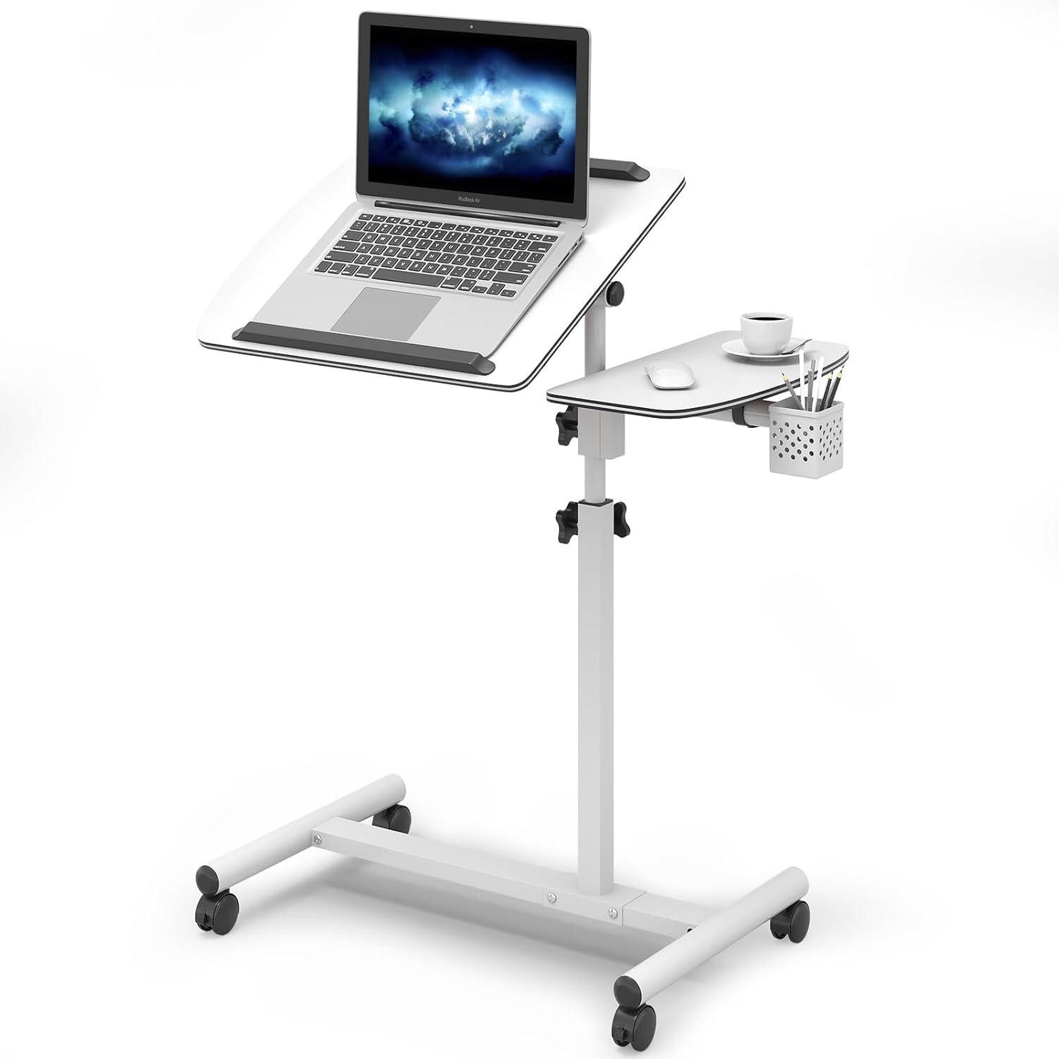 Laptoptisch Höhenverstellbarer Laptoptisch mit Rollen und Maustablett für Home