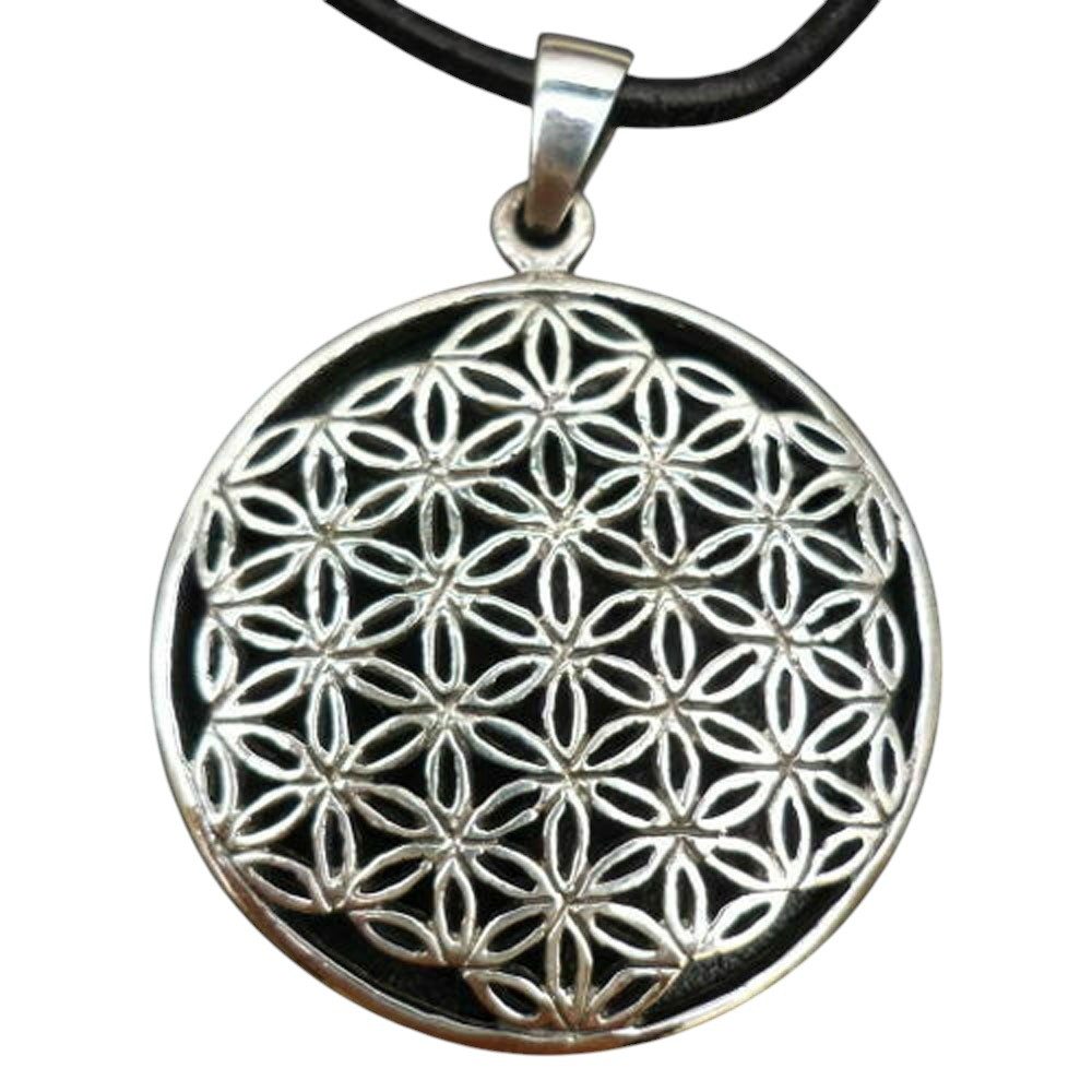 Kettenanhänger Blume des Lebens Anhänger 925 Silber + Lederband flower of life pendan