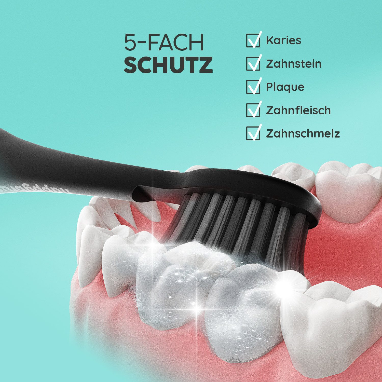 happybrush Zahnpasta SuperWhite+Protect - für weiße Zähne & zur Zahnaufhellung - 4er Pack, (Spar-Set) Ohne Mikroplastik, vegan, nachhaltig