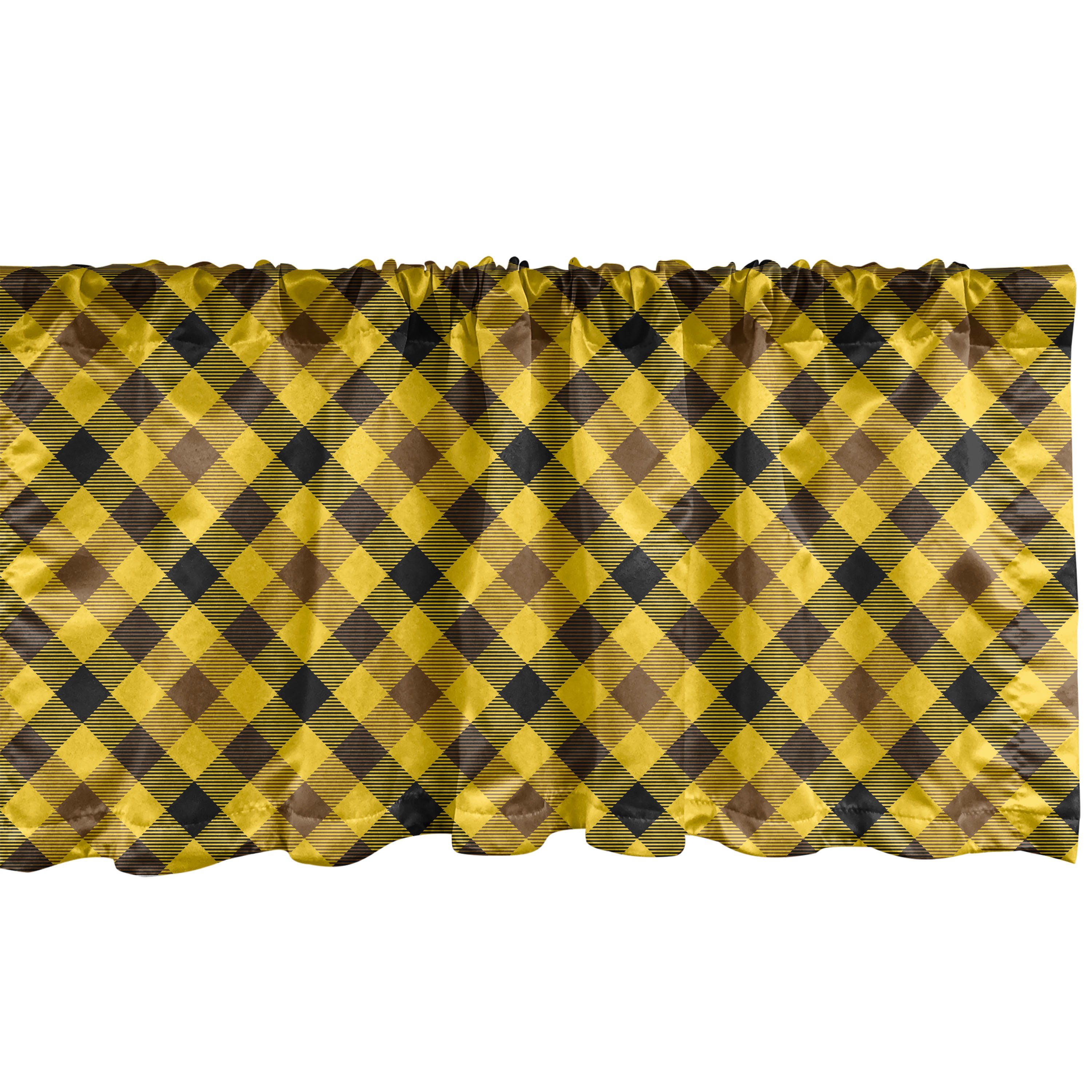 Vorhang mit Küche Volant Platz Dekor Microfaser, Stangentasche, Scheibengardine Überprüfen Gelb Braun Striped Abakuhaus, für Schlafzimmer