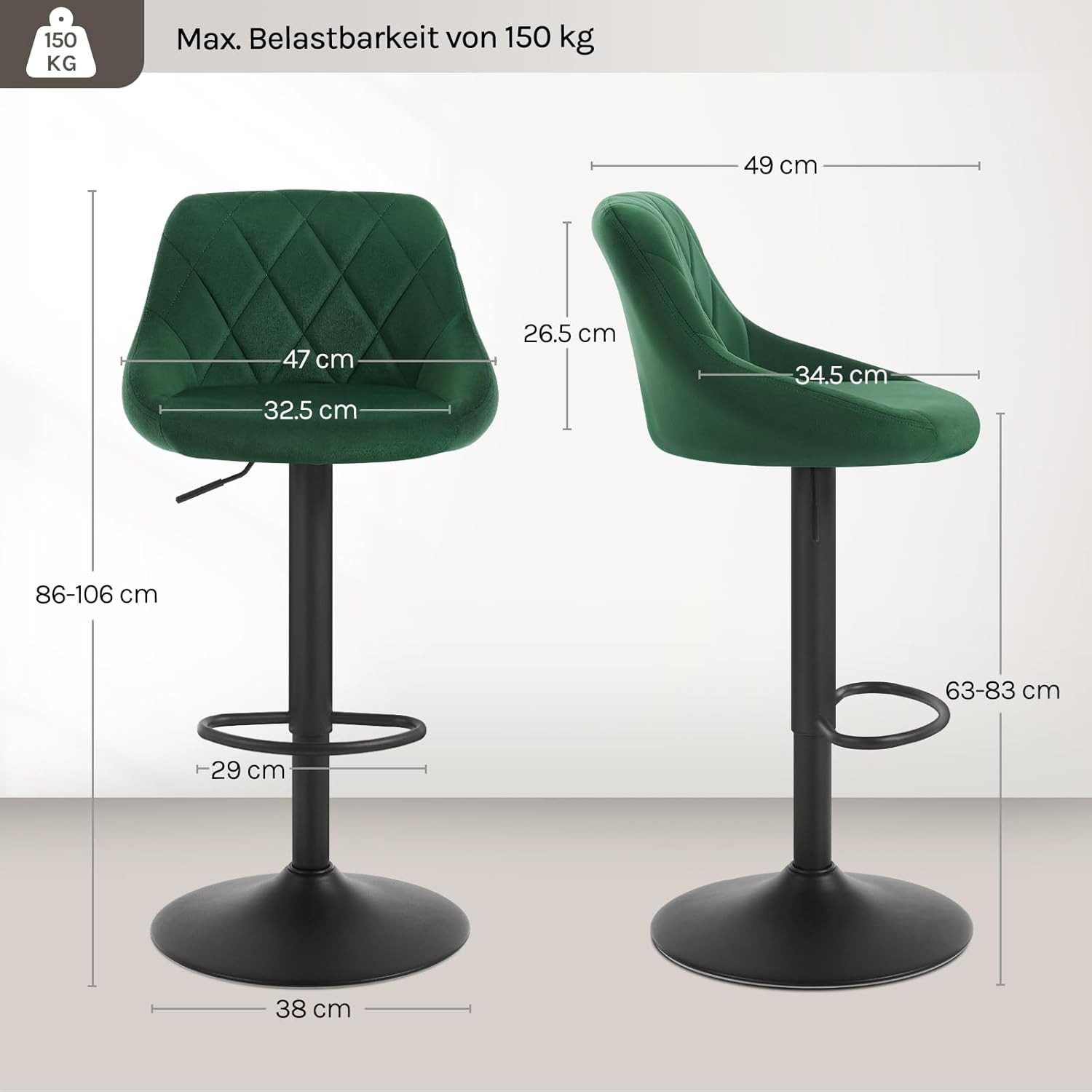 Woltu Barhocker (1 St), gepolsterte Sitzfläche Höhenverstellbar 360° Drehbar