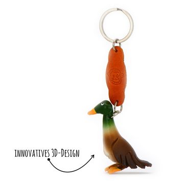 Monkimau Schlüsselanhänger Enten Schlüsselanhänger Leder Tier Figur (Packung)