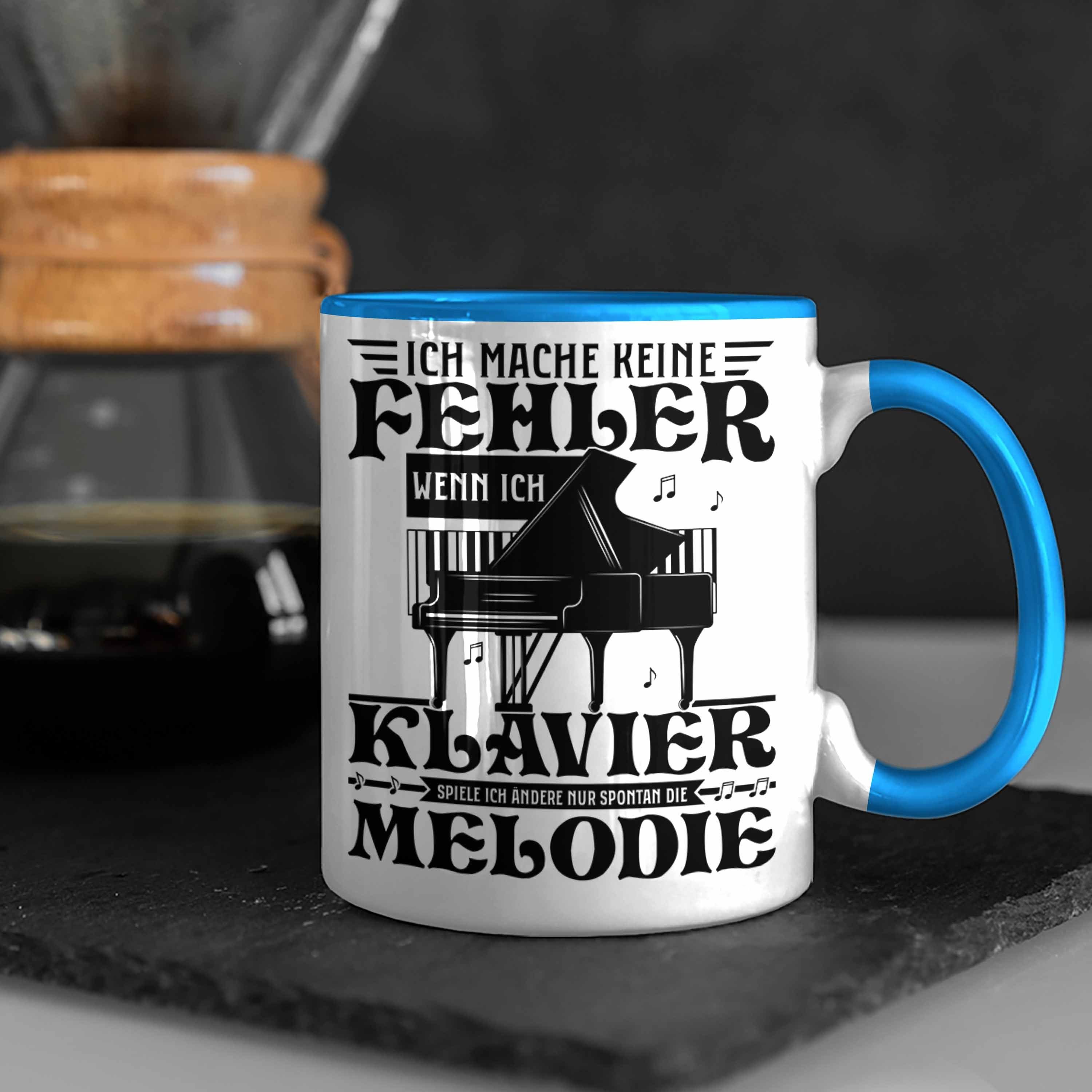 Tasse Blau Klavier Kaffee-Becher Geschenk Klavier-Spieler Trendation Tasse Geschenkidee Flüg