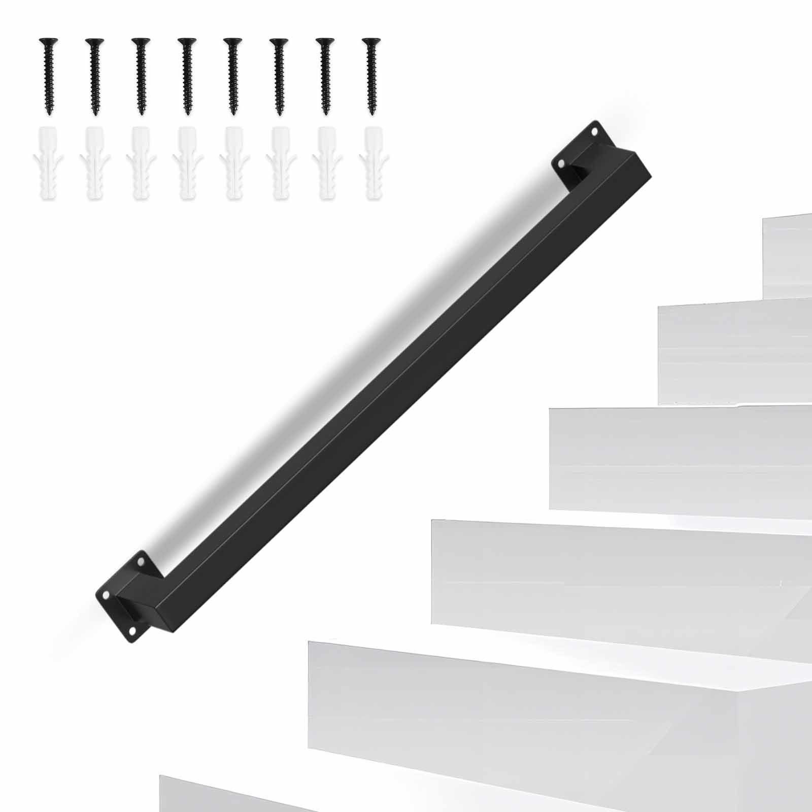 Clanmacy Treppengeländer 60 cm Schwarz, aus Eisen, 30 x 30 mm, einteilig, für Treppe und Flur