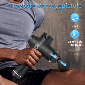 Diyarts Massagepistole, tragbares professionelles Körpermuskel Massagegerät, Tiefengewebe-Massagepistole mit 6 Massageköpfen & 30 Stufen
