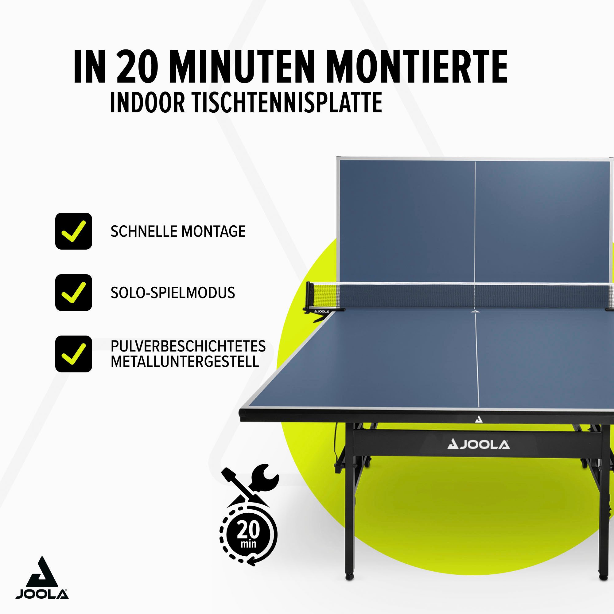Joola Tischtennisplatte Inside 15 (Packung), Indoor Tischtennistisch - klappbares Untergestell, inkl. Netz