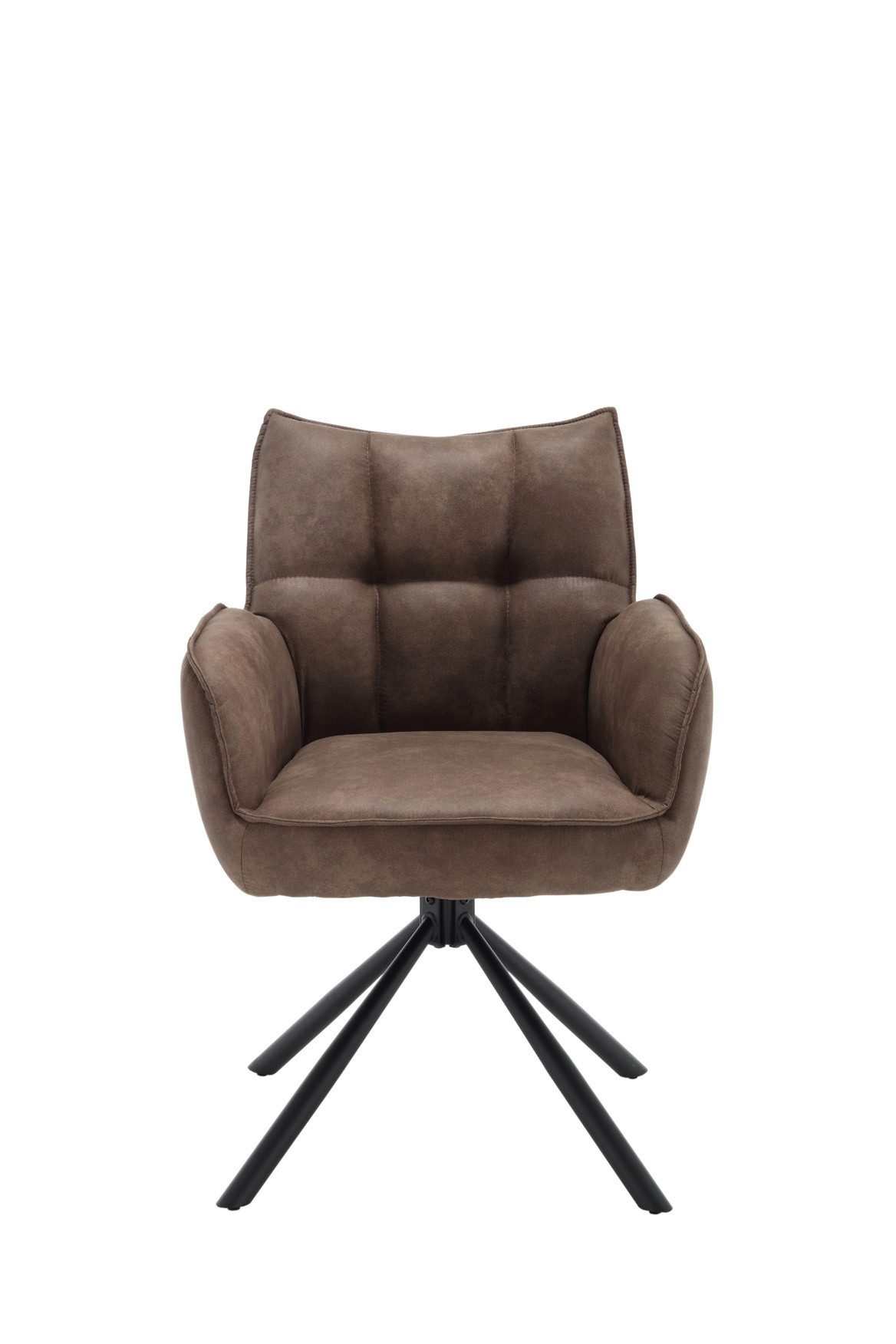 Drehstuhl Design-Stuhl MCAS-1, Federkern, drehbar, Wildlederoptik braun