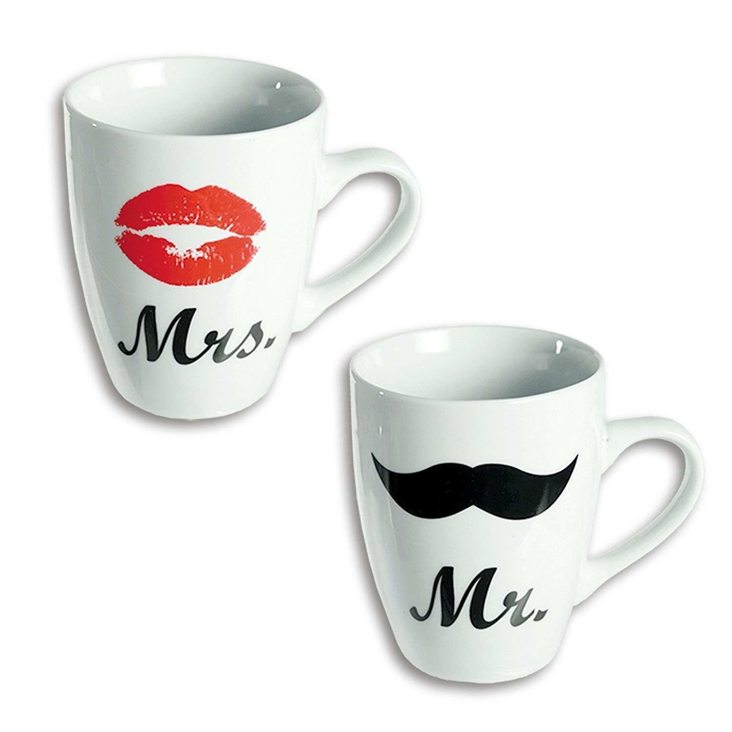 Stelby Kaffeetassen Set Tasse Mr&Mrs Geschenk, Porzellan als