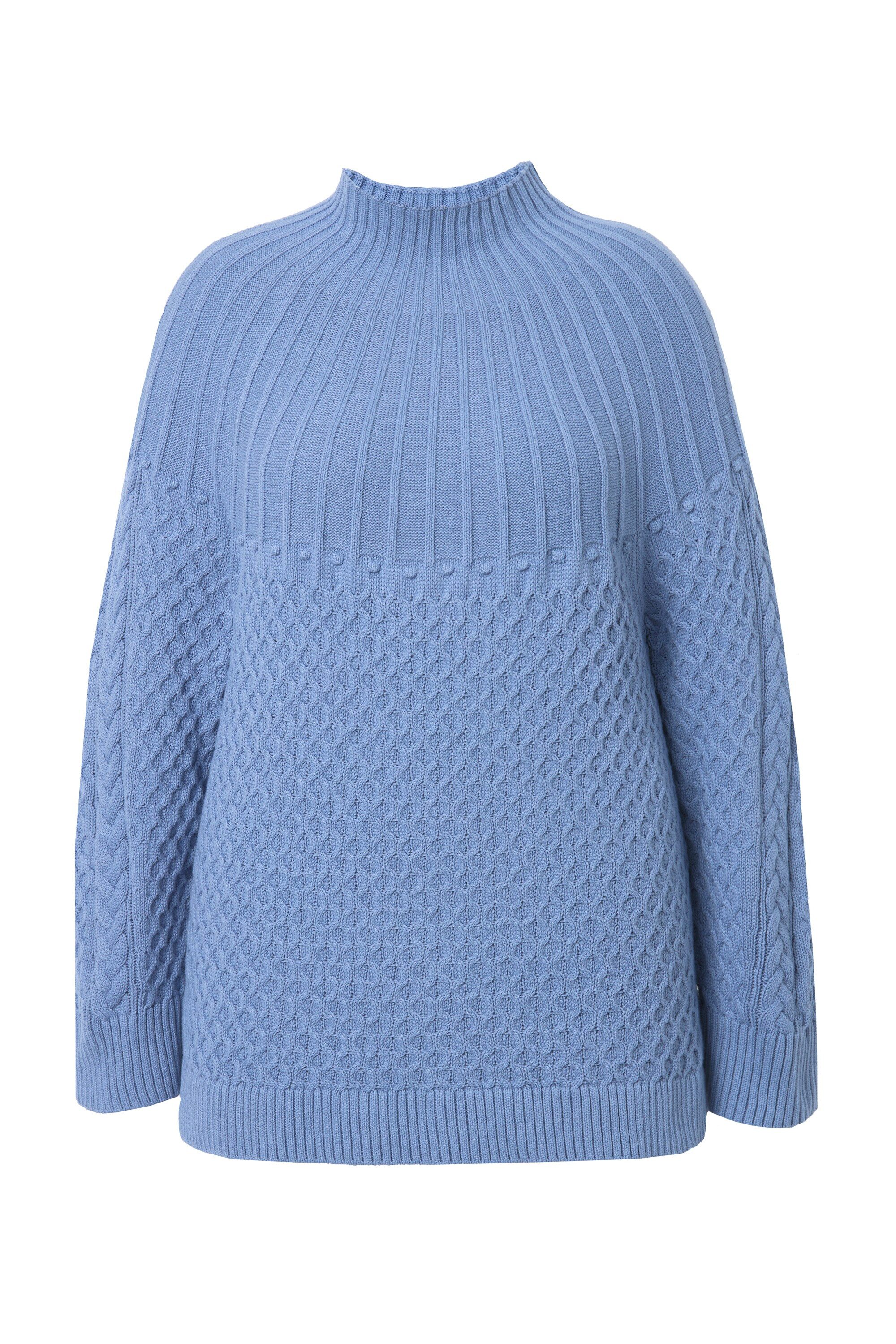 Ulla Popken Strickpullover Pullover Strickmuster Stehkragen günstig online kaufen