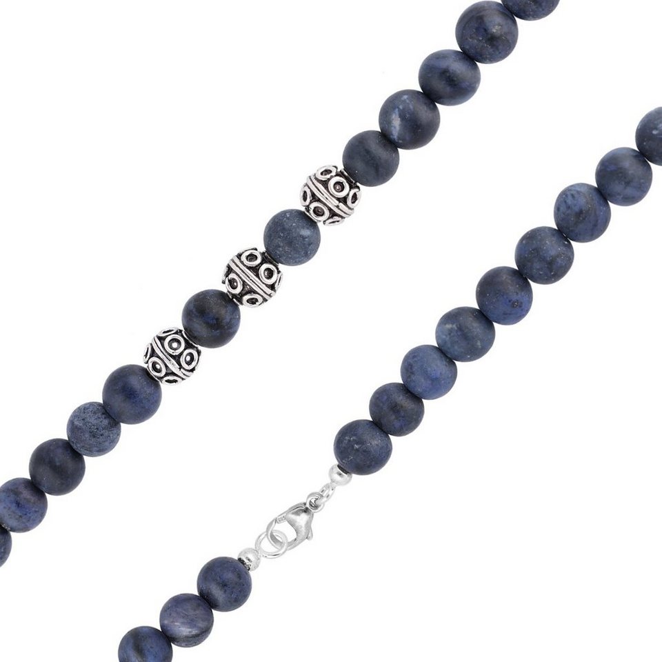trendor Perlenkette 925 Silber Collier Dumortierit Perlen 50 cm