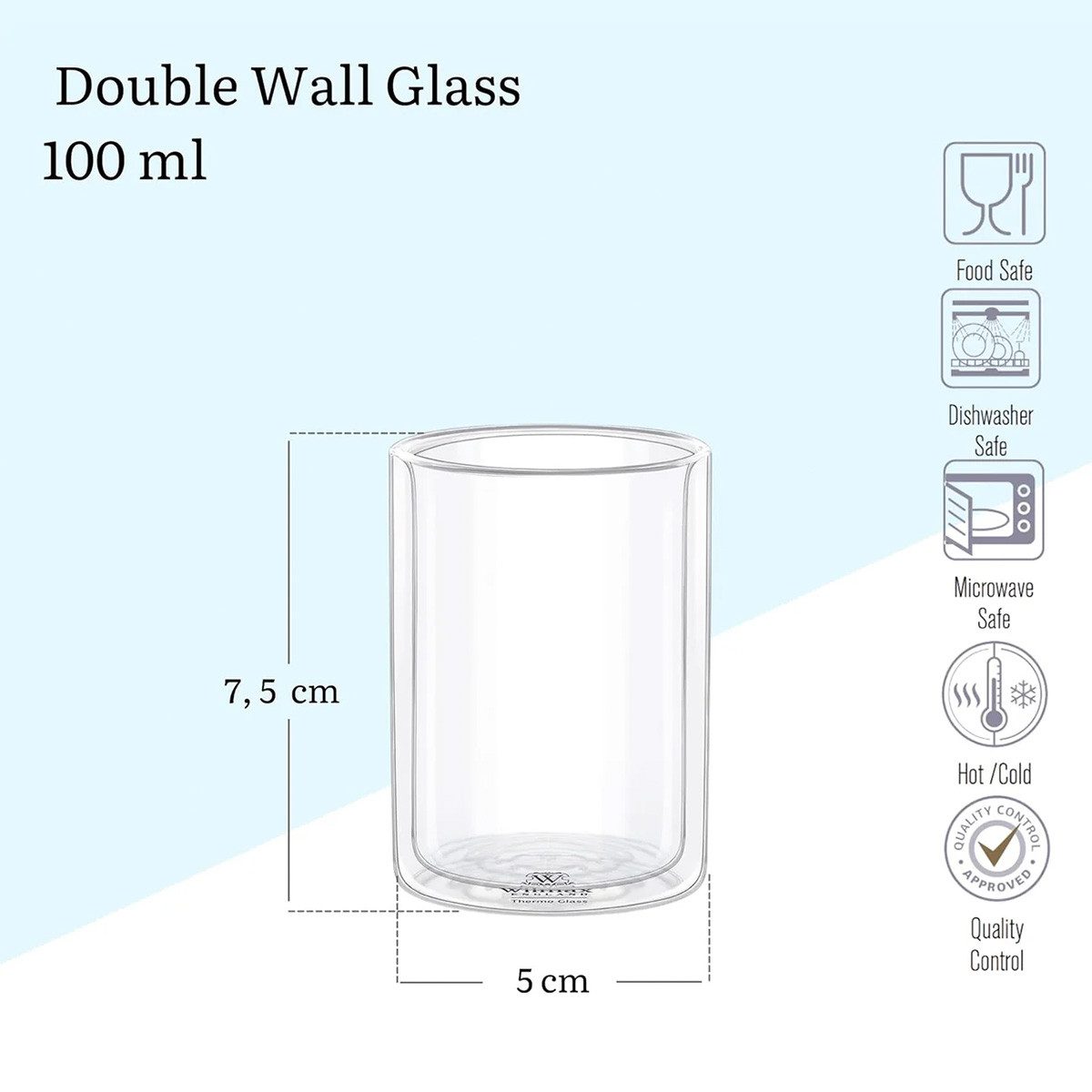 Wilmax England - Deutschland Thermoglas Thermo Glass, 6-tlg., Thermoglas, 6er Set, 100ml, ideal für heiße und kalte Getränke