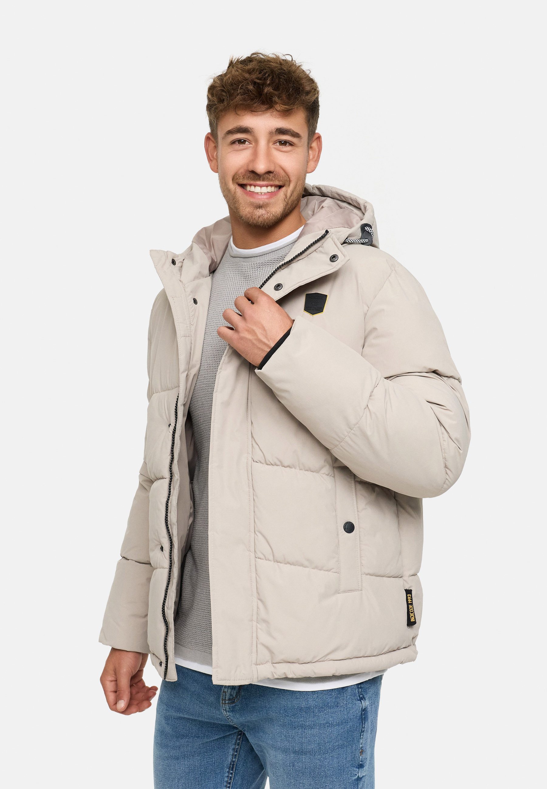 Indicode Steppjacke Herren INLaurits Jacket Herrenjacke Daunen-Optik mit Kapuze und sportiver Steppoptik