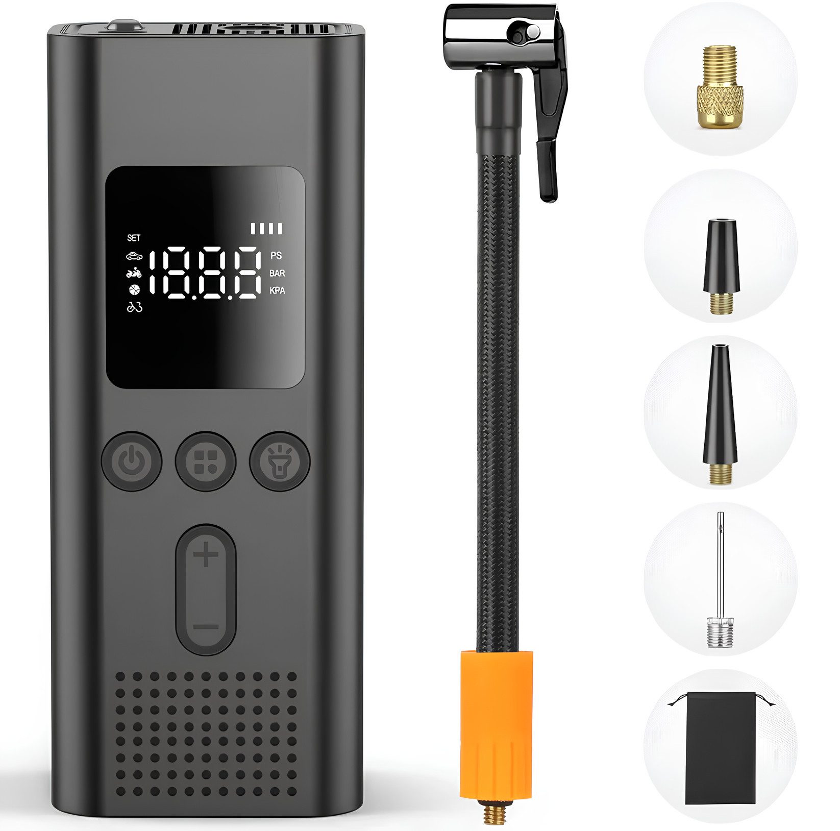 Athlix Fahrradpumpe Elektrische Fahrrad Pumpe Reifen Inflator Auto Bike Tragbar, bis zu 150 psi (10 bar), integrierte Taschenlampe