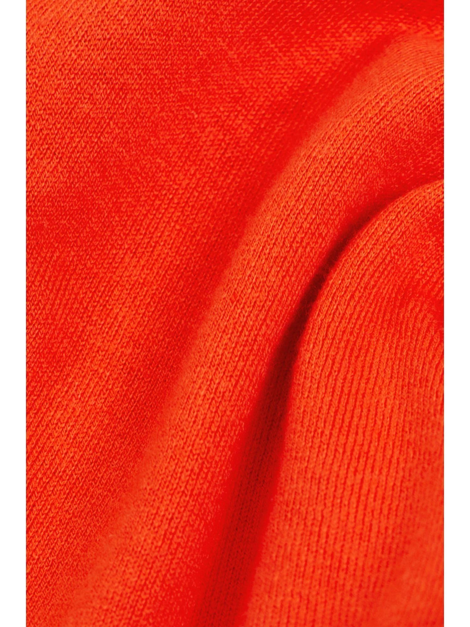 Esprit Strickjacke Cardigan mit (1-tlg) V-Ausschnitt RED ORANGE