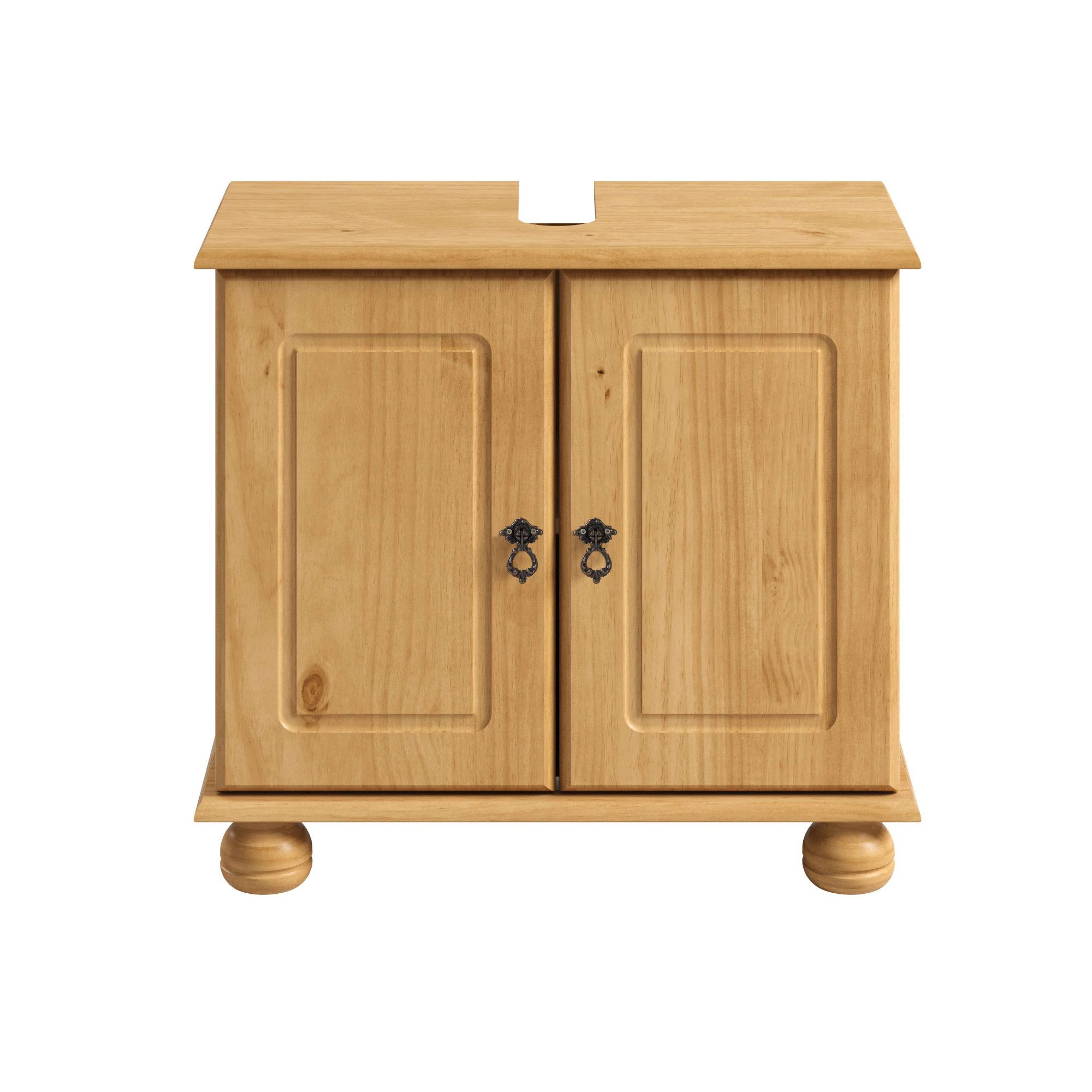 OTTO home Waschbeckenunterschrank Finca aus massivem Kiefernholz, Siphonausschnitt, Breite 62 cm, Höhe 55 cm