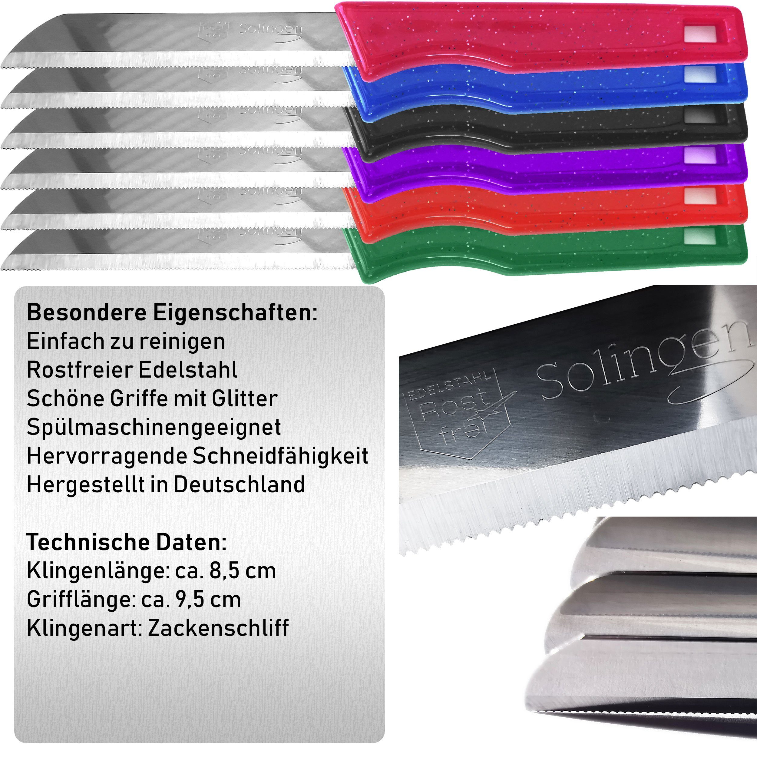Melody Allzweckmesser Solingen Allzweckmesser Obstmesser Schälmesser Gemüsemesser, aus hochwertigem Klingenstahl