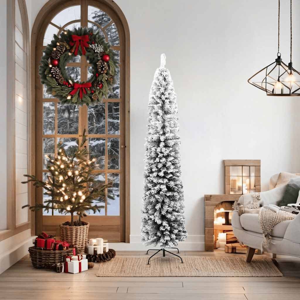 vidaXL Künstlicher Weihnachtsbaum Künstlicher Weihnachtsbaum Schlank mit Schnee Grün 180 cm PVC – Bild 2 von 5