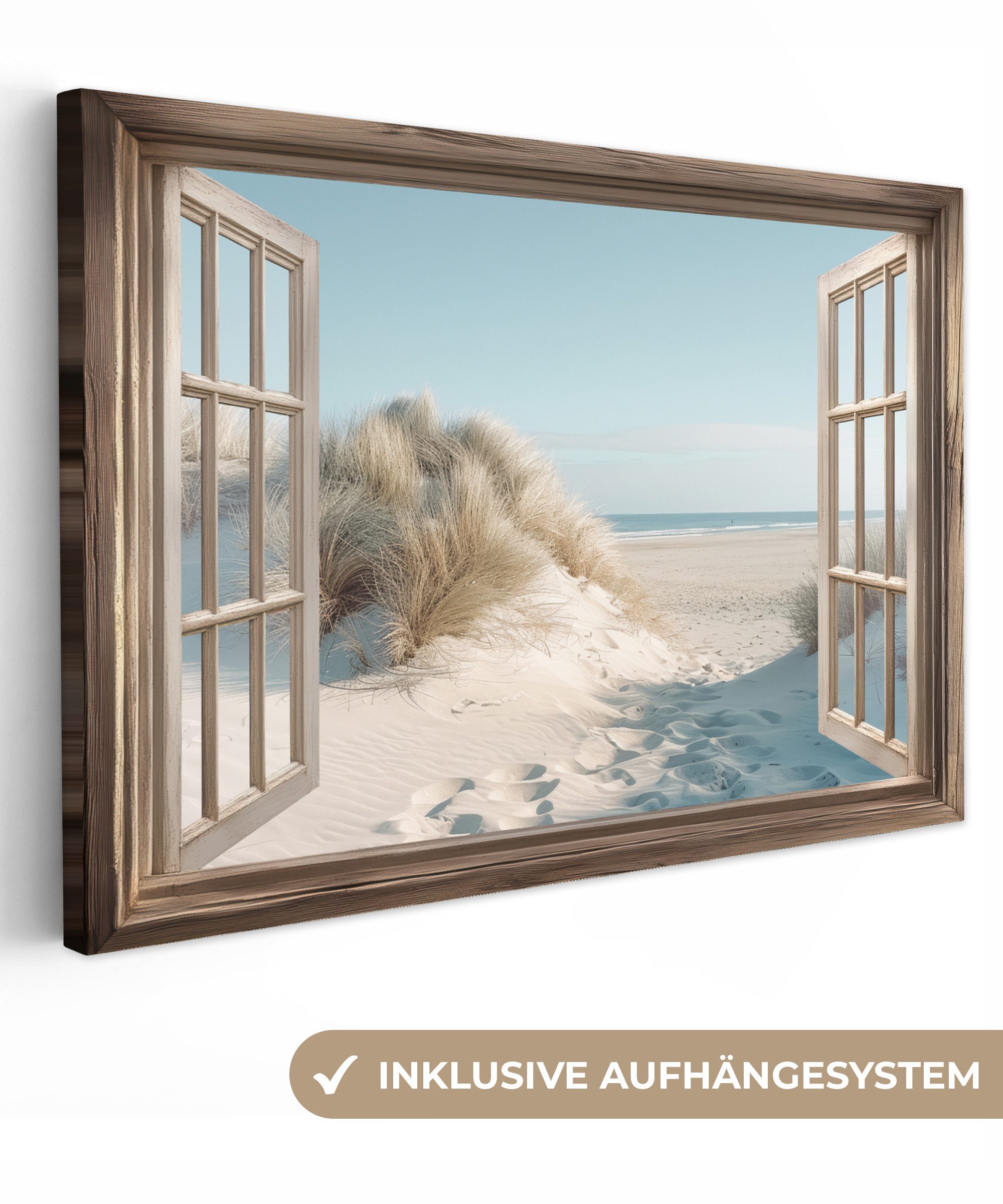 OneMillionCanvasses® Leinwandbild Aussicht - Hochgras - Dünen - Meer - Land günstig online kaufen