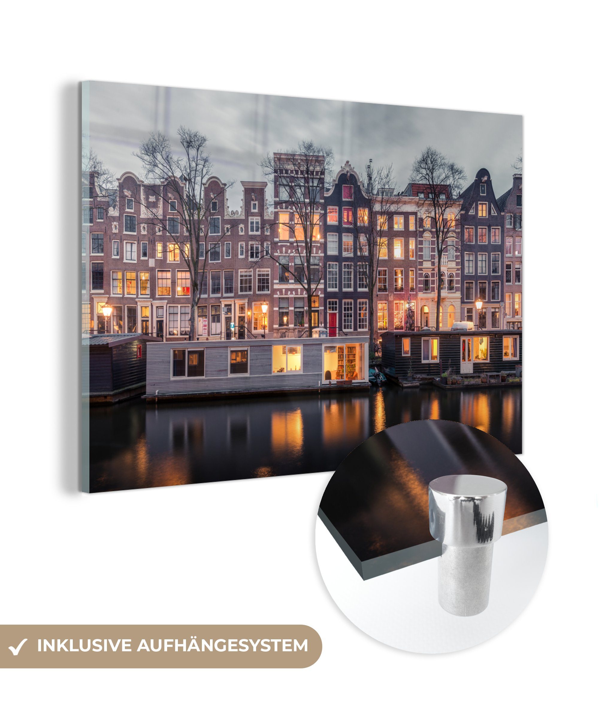 St), & Haus (1 - Wohnzimmer - Amsterdam, Schlafzimmer Acrylglasbilder MuchoWow Licht Acrylglasbild