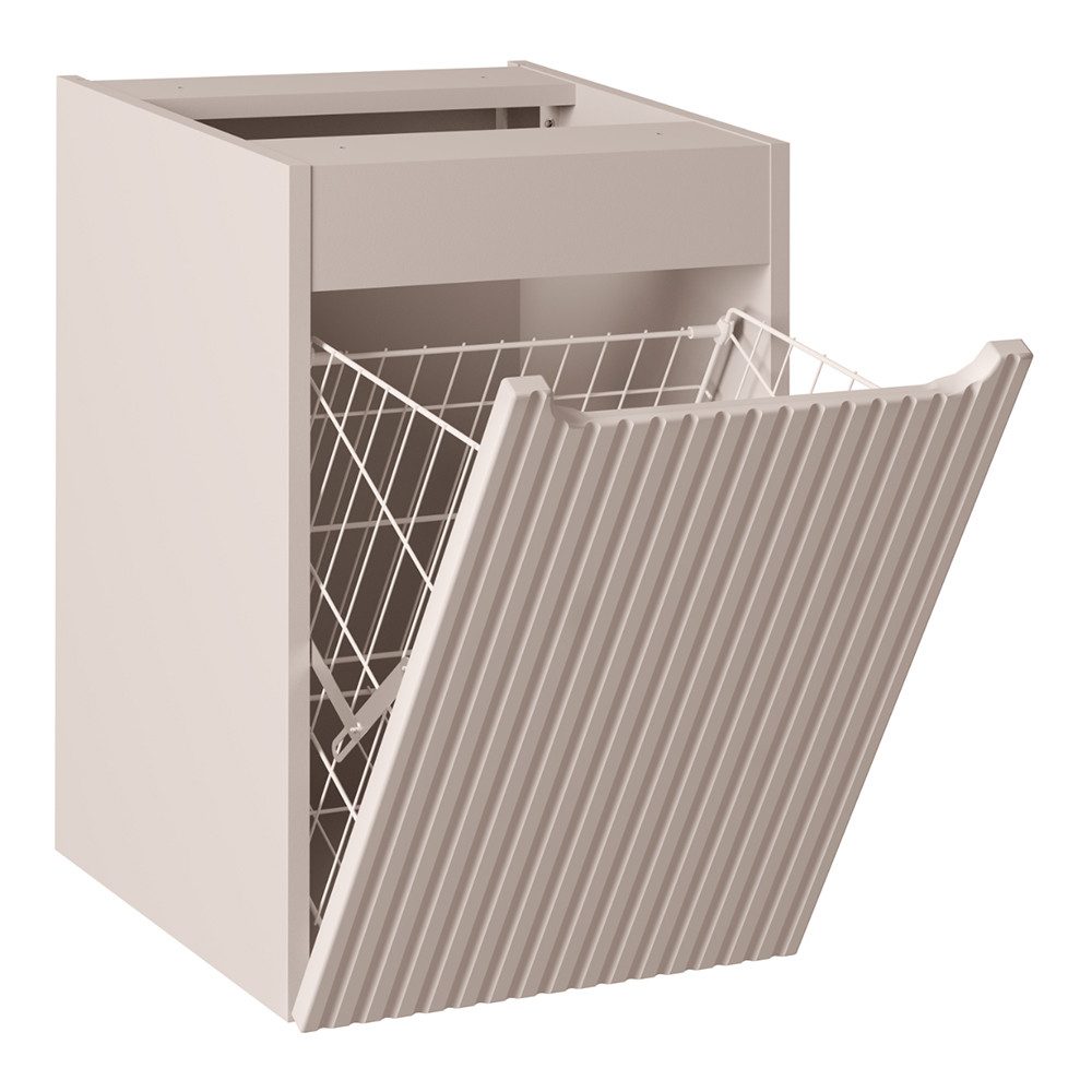 Lomadox Badkommode NEWPORT-56-CASHMERE, Badschrank mit Wäschekorb, beige mit gerillter Front, grifflos