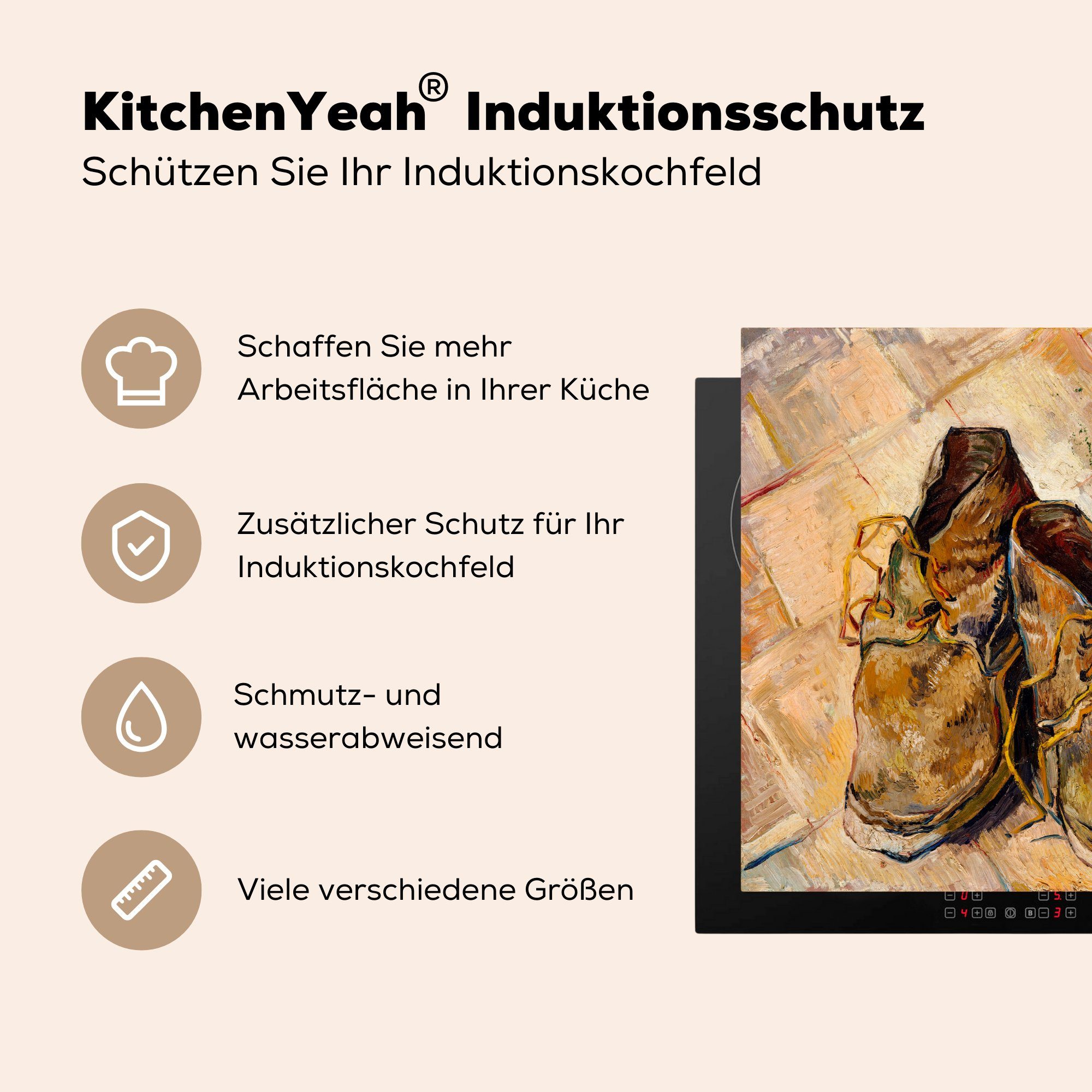59x52 Ceranfeldabdeckung cm, Schuhe (1 Induktionsmatte die Vinyl, tlg), van - Gogh, für Vincent küche, Herdblende-/Abdeckplatte MuchoWow
