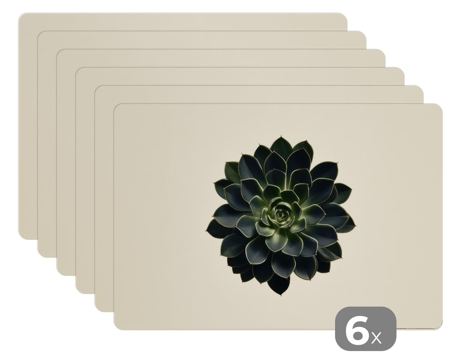 MuchoWow Platzset Rosette - Kreisförmig - Dunkelgrün, (6-St), Platzsets, Tischset, Abwaschbar, Tischsets, Platzdeckchen