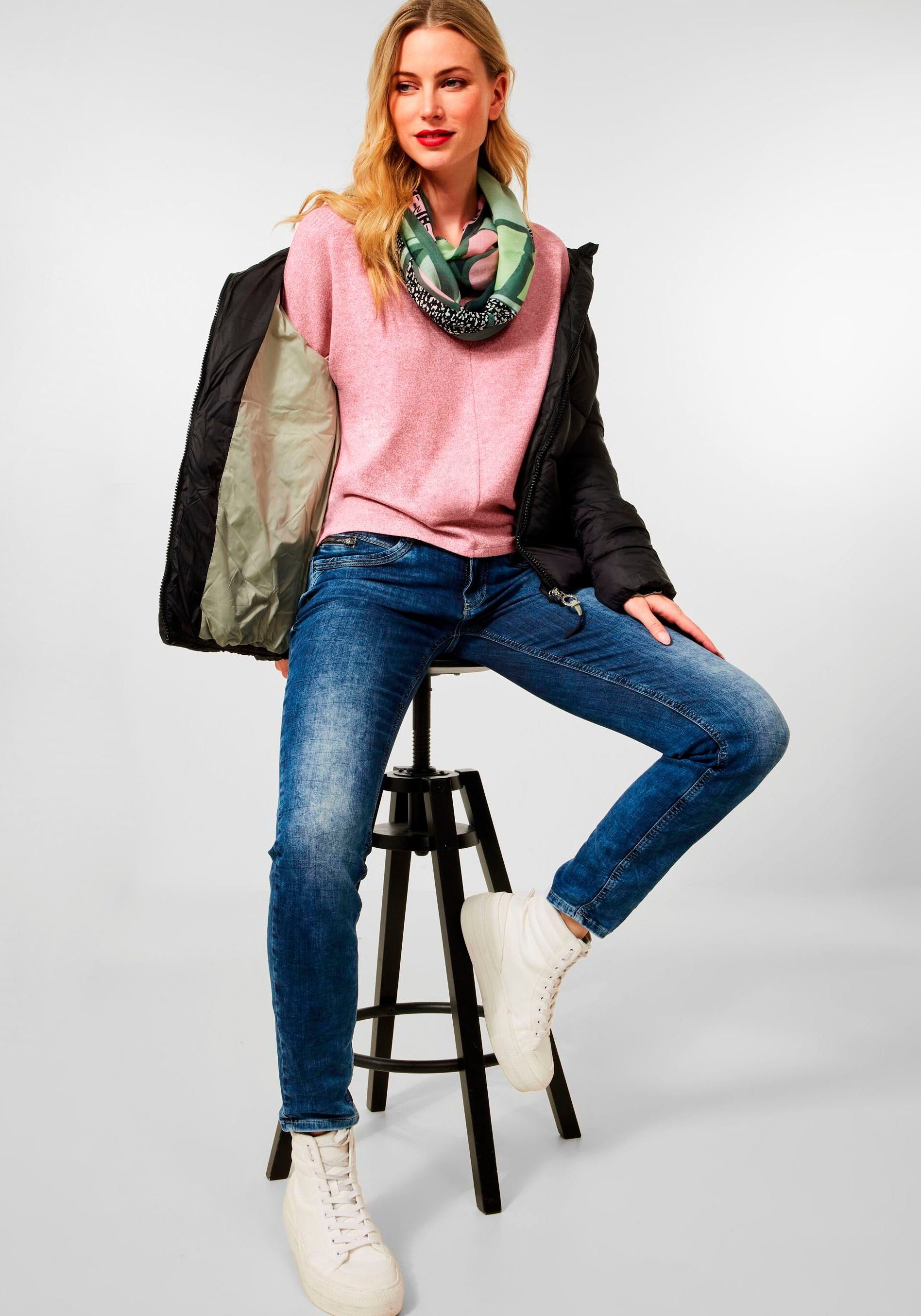 winter Style 3/4-Arm-Shirt Ellen in melange rose ONE STREET Melange-Optik