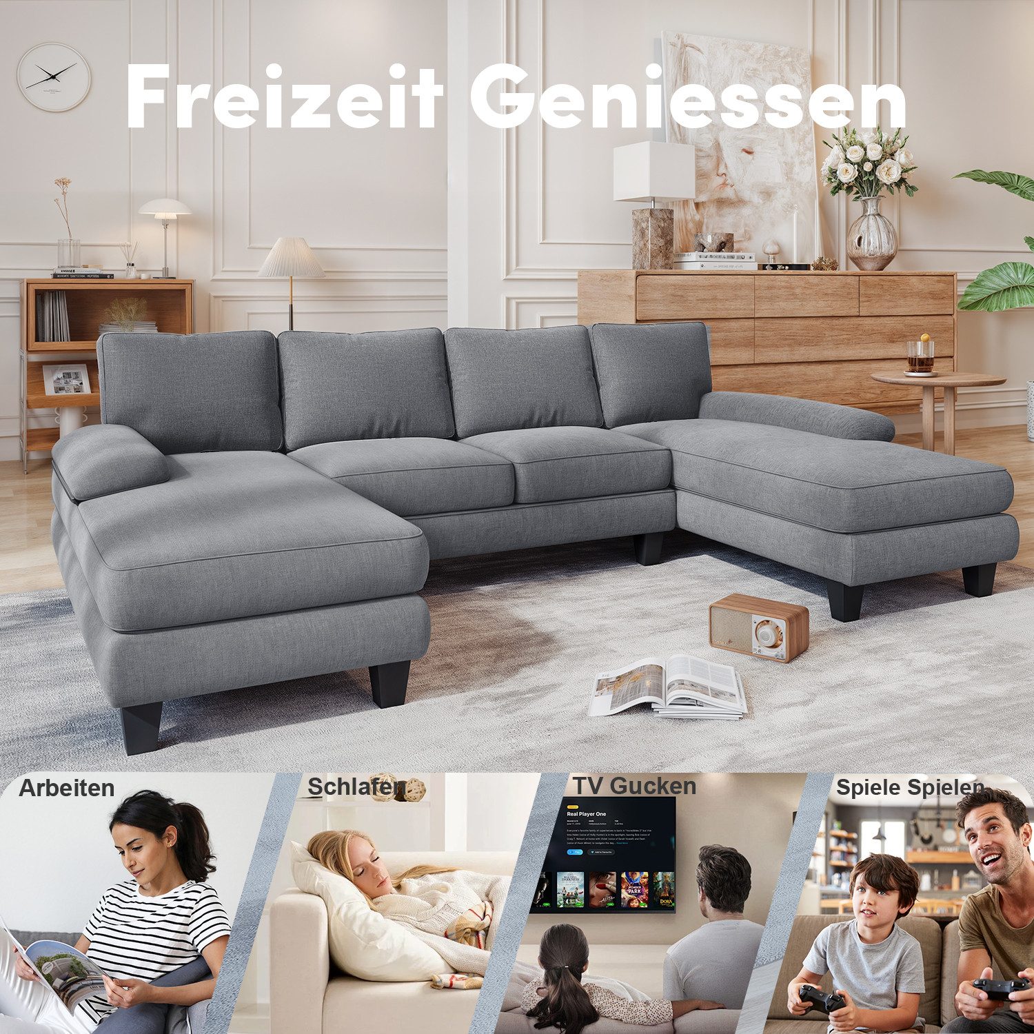 HOMALL Ecksofa Ecksofa mit Abnehmbarer Sofabezug, günstig online kaufen