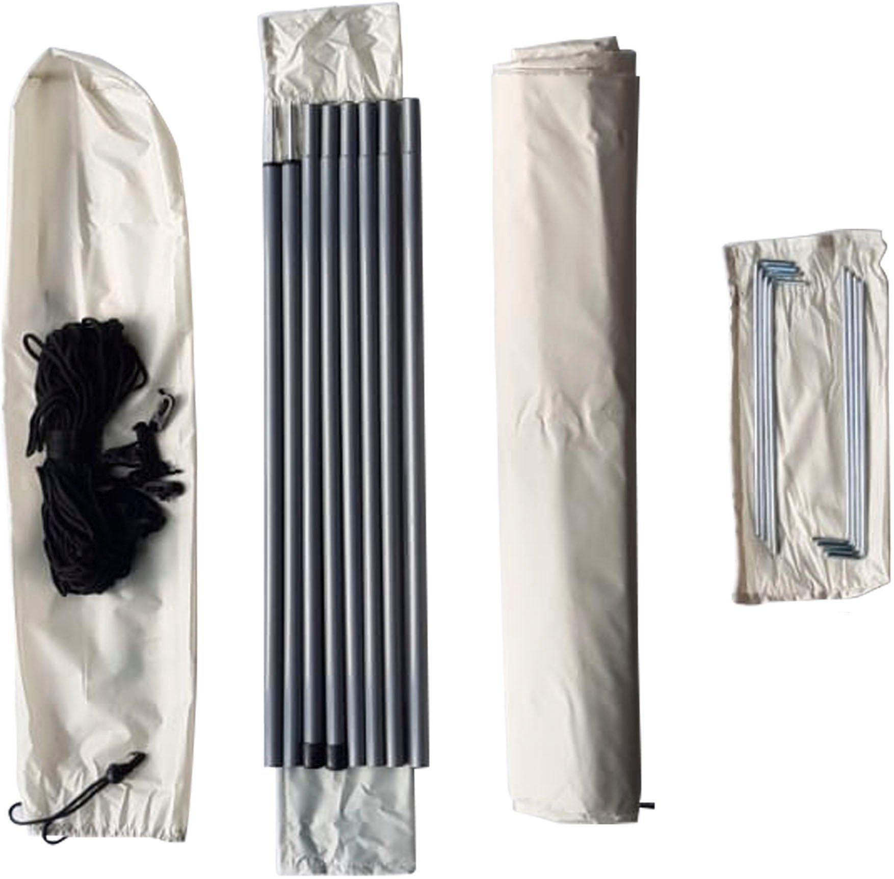 EXPLORER Sonnensegel Sonnensegel 3x4m rechteckig wasserabweisend mit Stangen, (Set, Leinen und Heringen Sonnenschutz UPF80+ UV Schutz), nach Standard 801 in beige, grün oder grau für Balkon Garten Terrasse