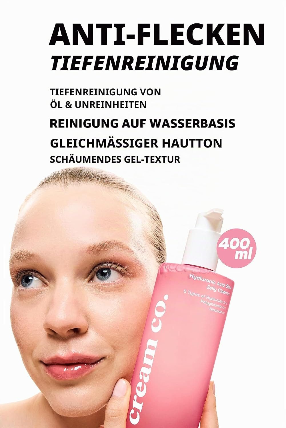cream co. Gesichts-Reinigungscreme Glow Jelly Cleanser 400ml - Feuchtigkeitsschaum