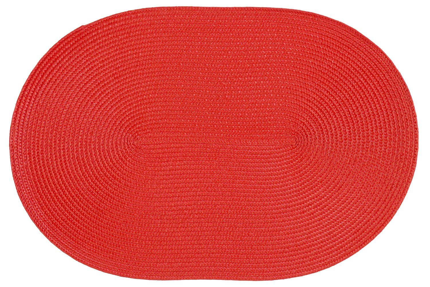 Platzset, Platzset oval ca. Bast Deko, (1-St) Rot geflochte, Optik Platzdeckchen und Tischset 45x30 cm Haus