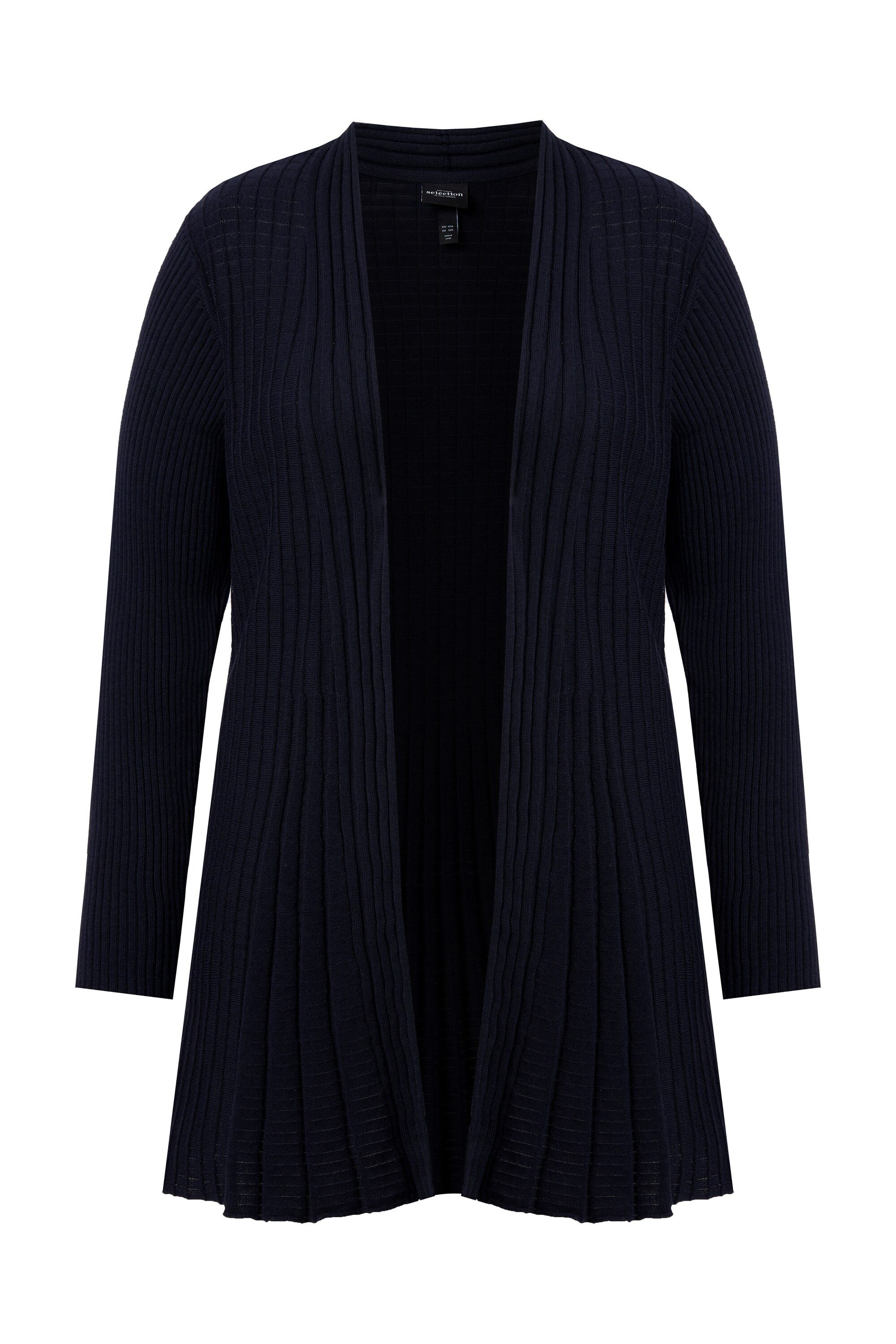 Strickjacke Plissee-Strickjacke A-Linie Schalkragen Langarm