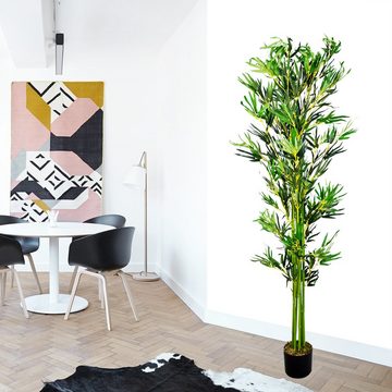 Kunstbambus Bambus Kunstbaum Kunstpflanze Künstliche Pflanze mit Echtholz 180 cm, Decovego